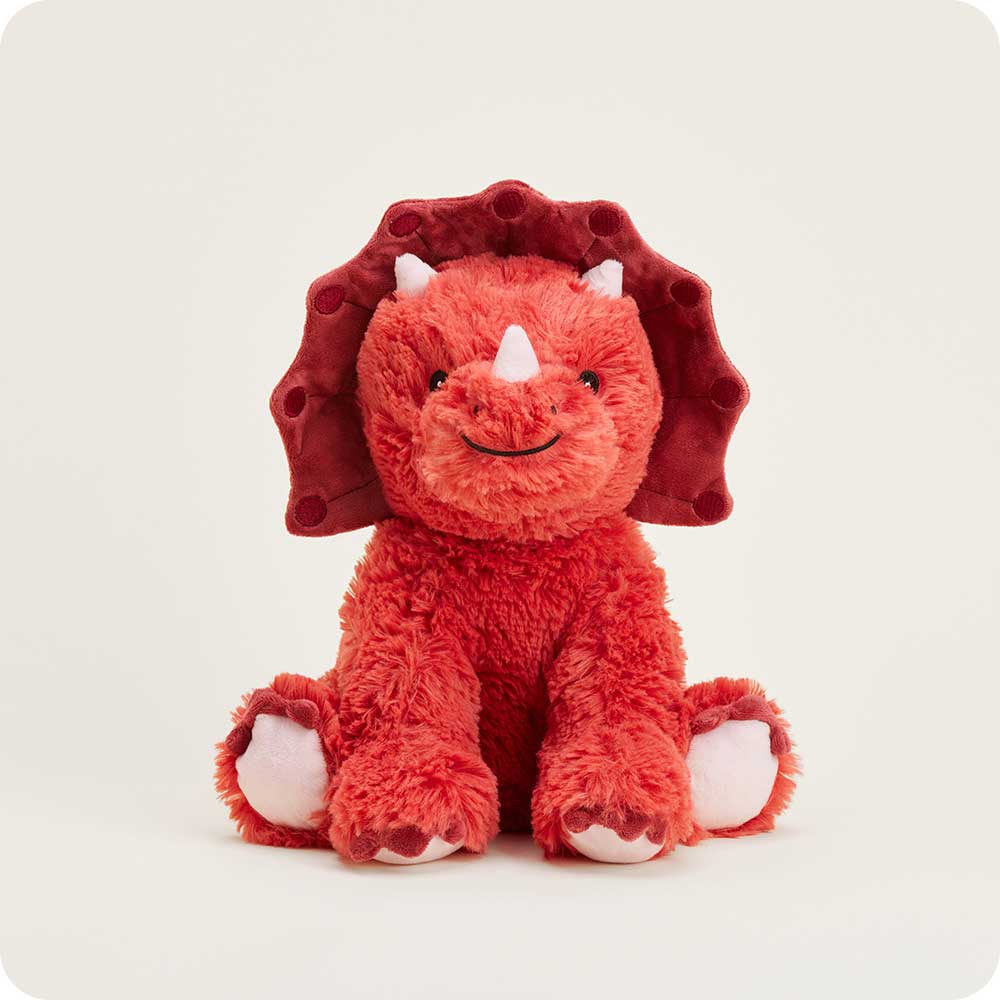 Red Triceratops Warmies - Microwaveable Dinosaur Plush Toy for Kids & Adults | Perfect for Stress Relief, Anxiety Comfort, and Warmth at Home or Office