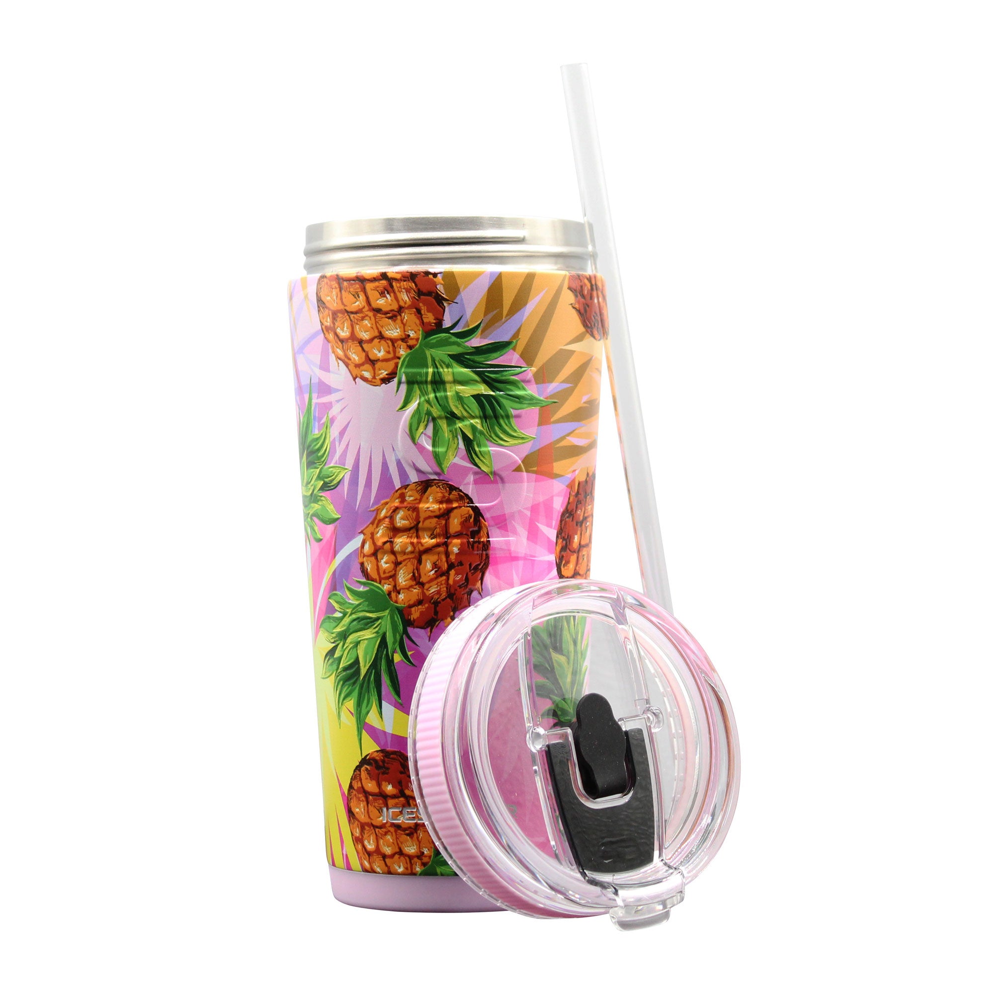 26oz Flexible Water Bottle with Pineapple Design - Leak Proof, BPA Free, Perfect for Gym, Hiking & Outdoor Activities