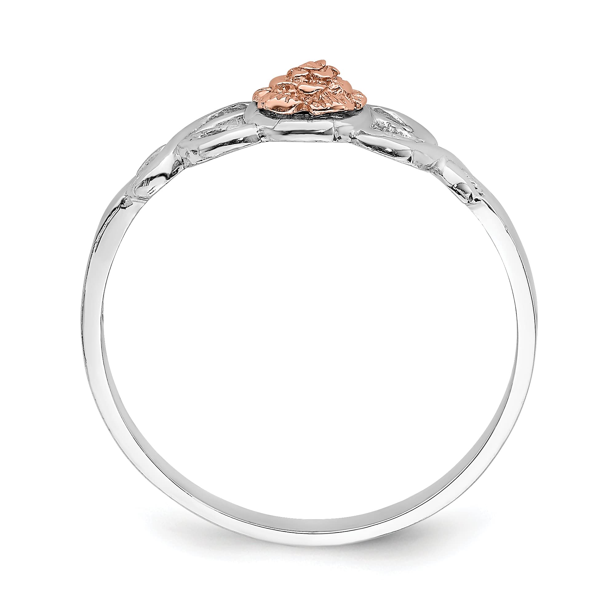 14K Two-Tone Gold White & Rose Flower Ring for Women - Size 7.0 | Elegant Polished Floral Jewelry for Weddings, Anniversaries & Special Occasions