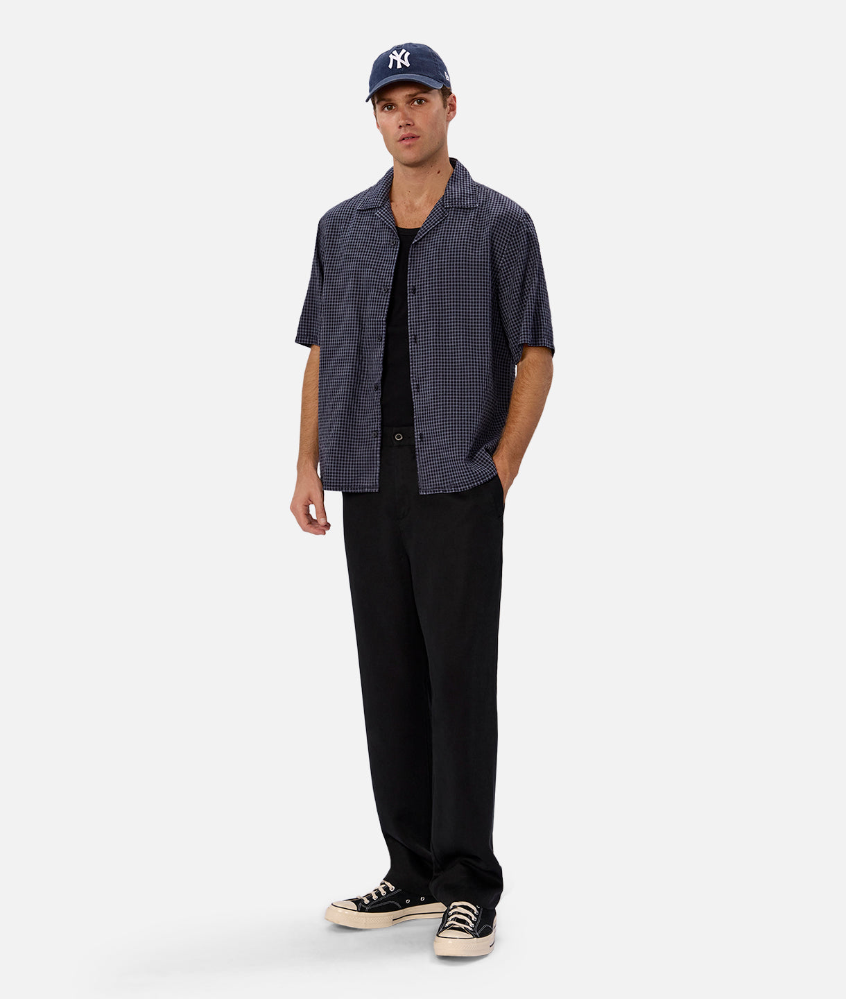 Palisade Short Sleeve Shirt for Men - Navy & Black Casual Button Up Shirt | Perfect for Summer Outfits, Beach Wear, and Outdoor Activities