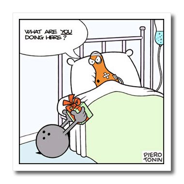 3dRose Funny Bowling Hospital Room Cartoon - 8x8 Inch Iron-On Heat Transfer for White Fabric (HT-2246-1) - Perfect for DIY T-Shirts, Aprons & Tote Bags