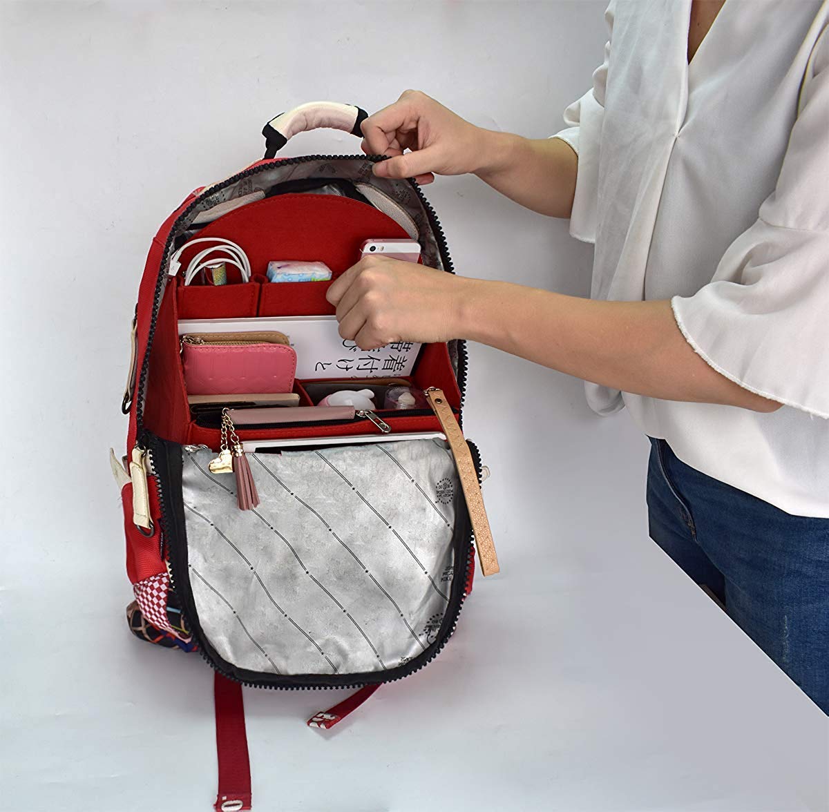 VANCORE Felt Backpack Organizer Insert - Perfect for Rucksack, Handbag & Shoulder Bag - Travel, Work & Daily Use Storage Solution
