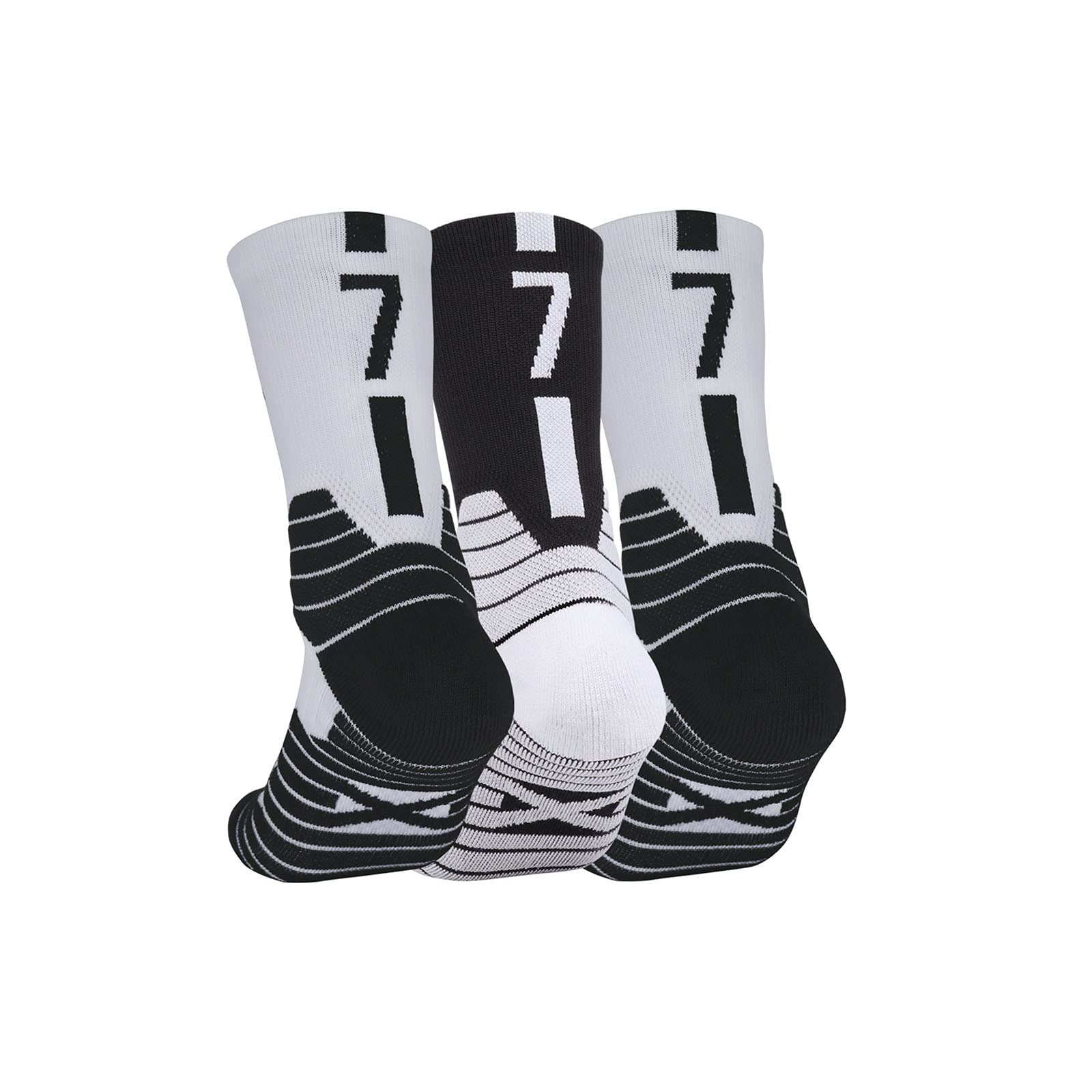 3 Pairs High-Performance Basketball Socks for Men - 3D Ankle Support & Compression Cushion Athletic Socks - Ideal for Basketball, Running, Gym Workouts and Sports Activities