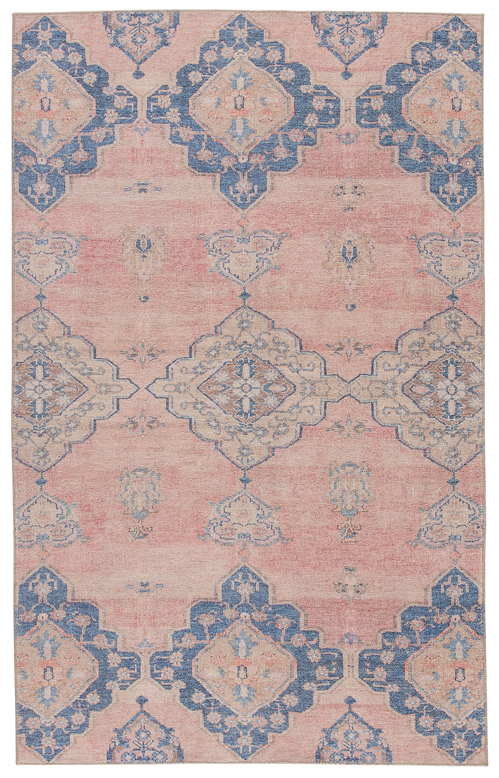 Jaipur Living Machine Washable 8x10 Large Area Rug - Farmhouse Style Light Pink & Blue - Perfect for Living Room, Bedroom & Home Decor