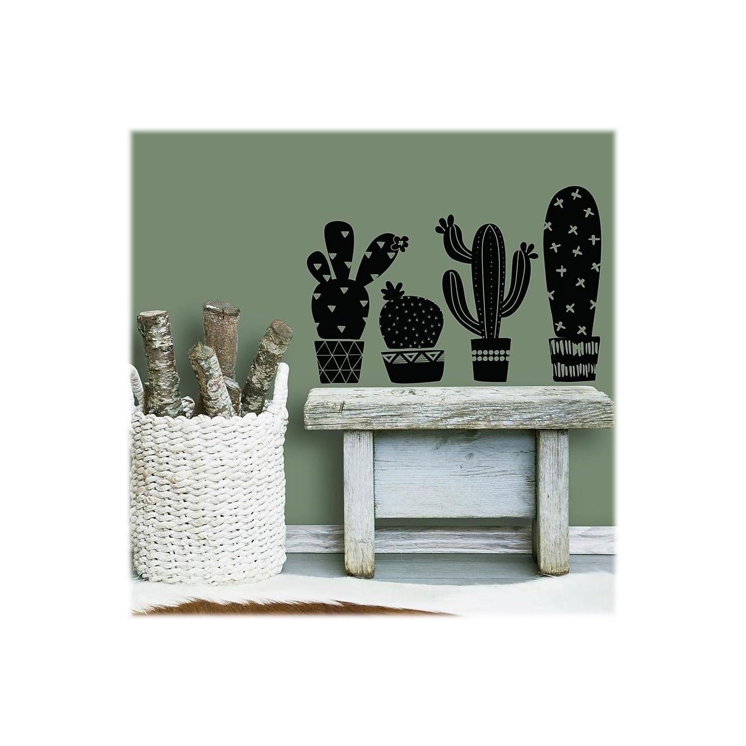 RoomMates RMK3648SCS Black Geometric Cactus Peel and Stick Wall Decals - Self-Adhesive Removable Wall Stickers for Bedroom, Nursery, Dorm & Home Decor