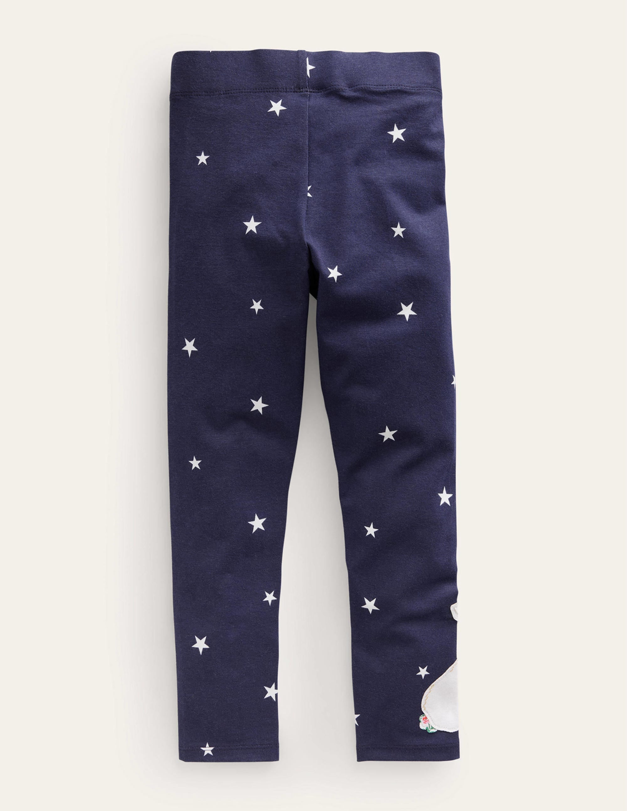 French Navy Star Bunny Appliqué Leggings - Women's Stretchy Comfortable Workout Pants for Yoga, Running & Casual Wear