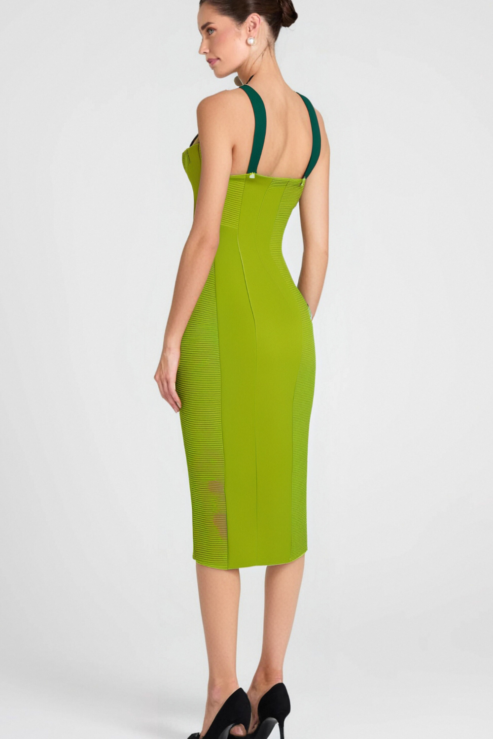 Elegant Green Bandage Slip Midi Dress for Women - Perfect for Date Night, Cocktail Parties & Summer Outings