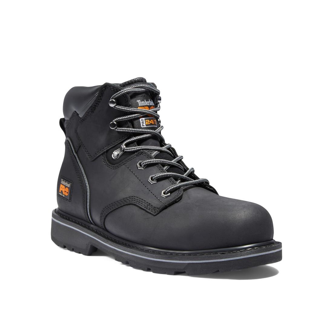 Pit Boss 6 Inch Steel Toe Work Boots for Men - Black Safety Shoes with Slip Resistant & Electrical Hazard Protection - Ideal for Construction, Warehouse & Outdoor Work