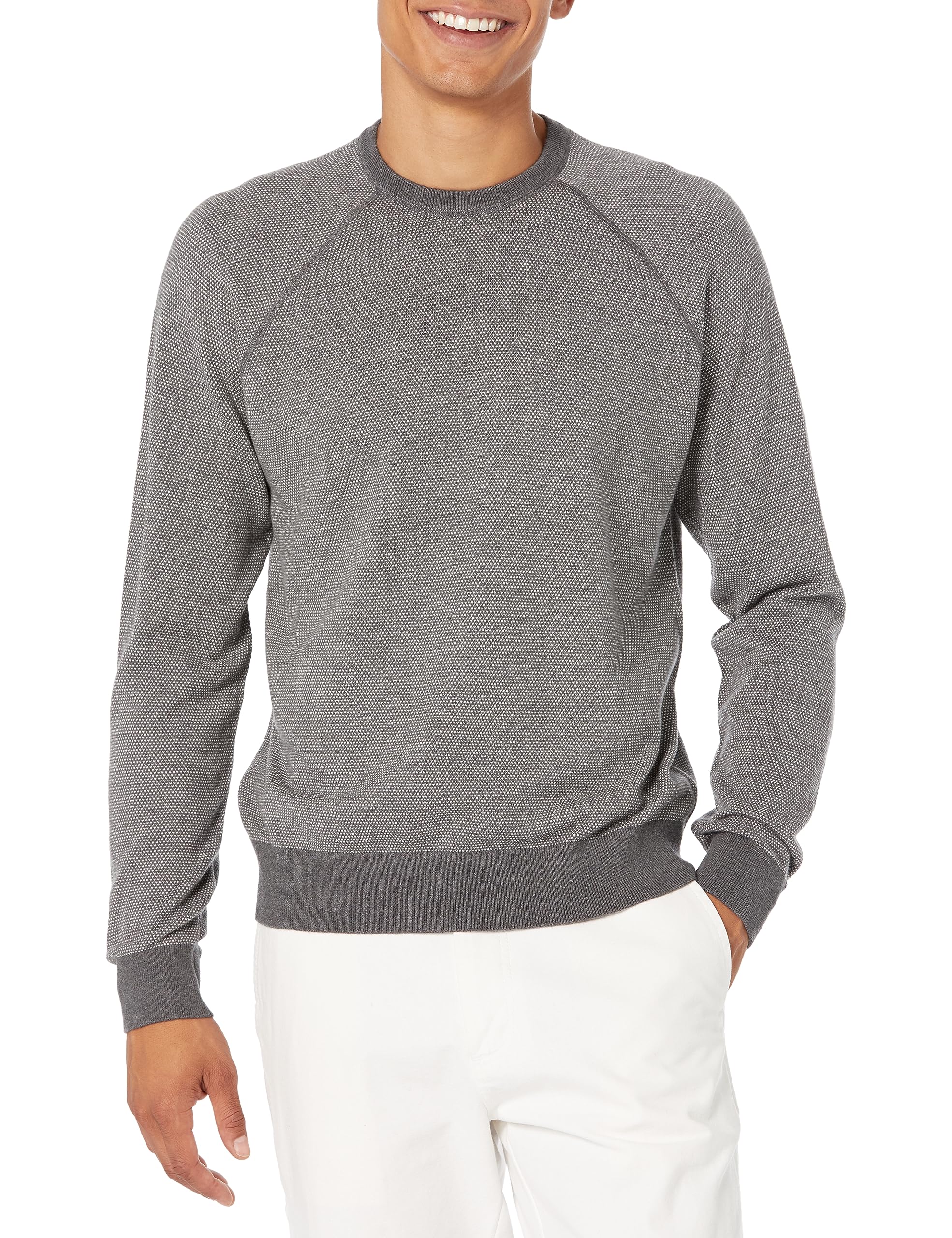 Vince Men's Birdseye Raglan Crew Neck Sweater - Soft Knit Pullover for Casual Wear & Layering | Office, Date Night, Fall & Winter Outfits