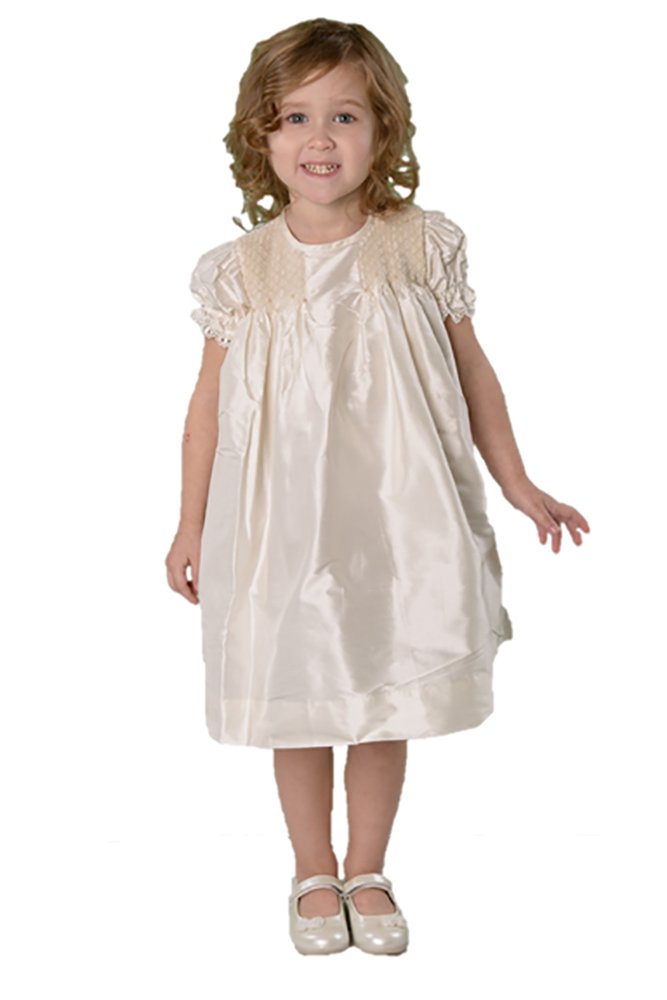Strasburg Girls Smocked Silk Dress Ivory - Elegant Toddler Formal Gown for Flower Girls, Birthday Parties & Special Occasions