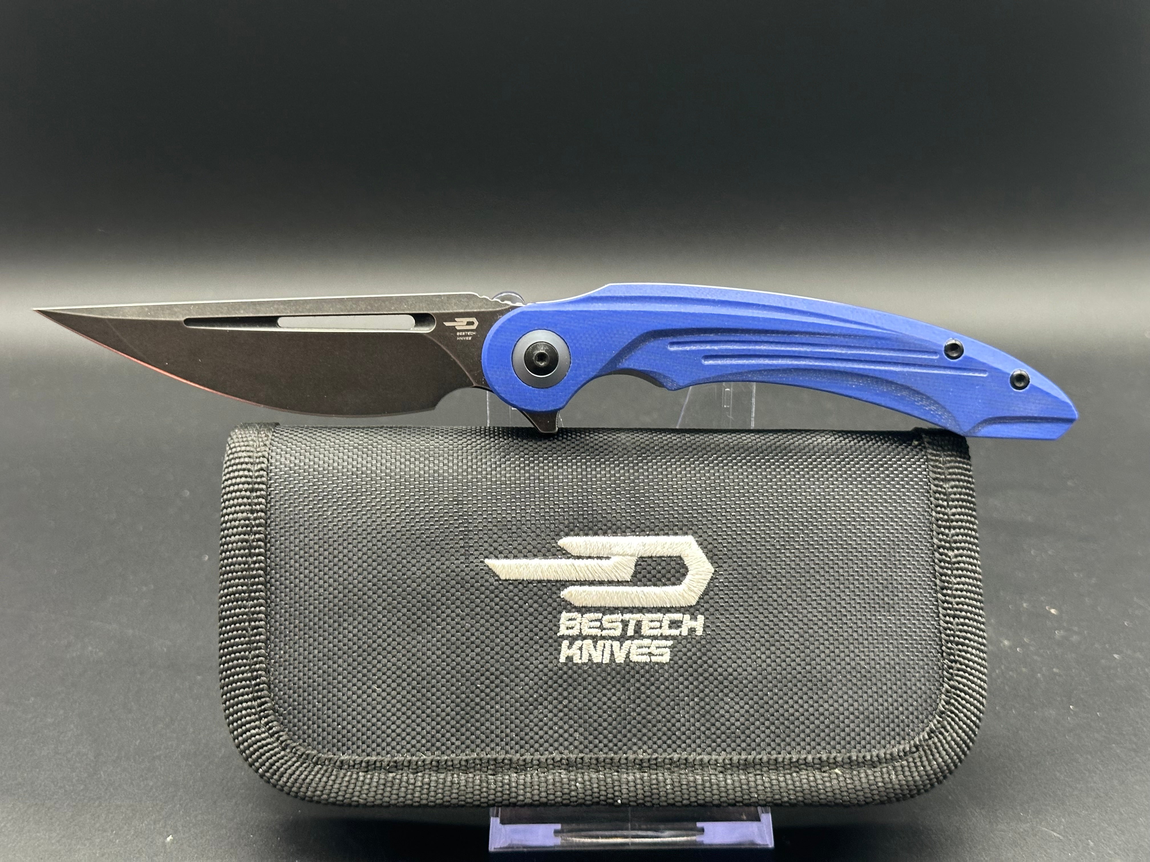 Bestech Irida Liner Lock Folding Knife - Blue G10 Handle, 3.75