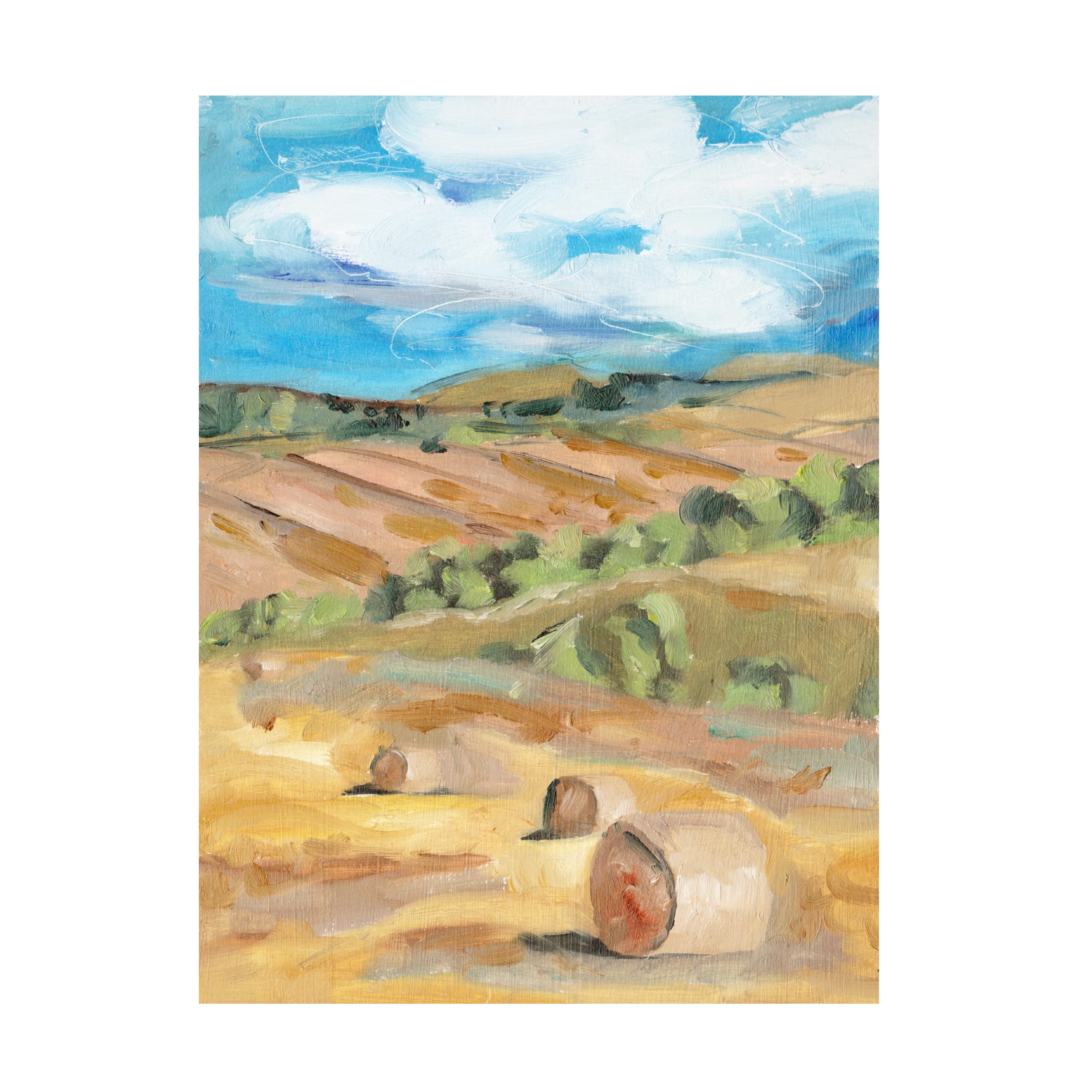 Trademark Fine Art 'Hay Bales II' Canvas Wall Art Print by Melissa Wang - Farmhouse Decor, Country Living Room, Office & Bedroom Wall Decor