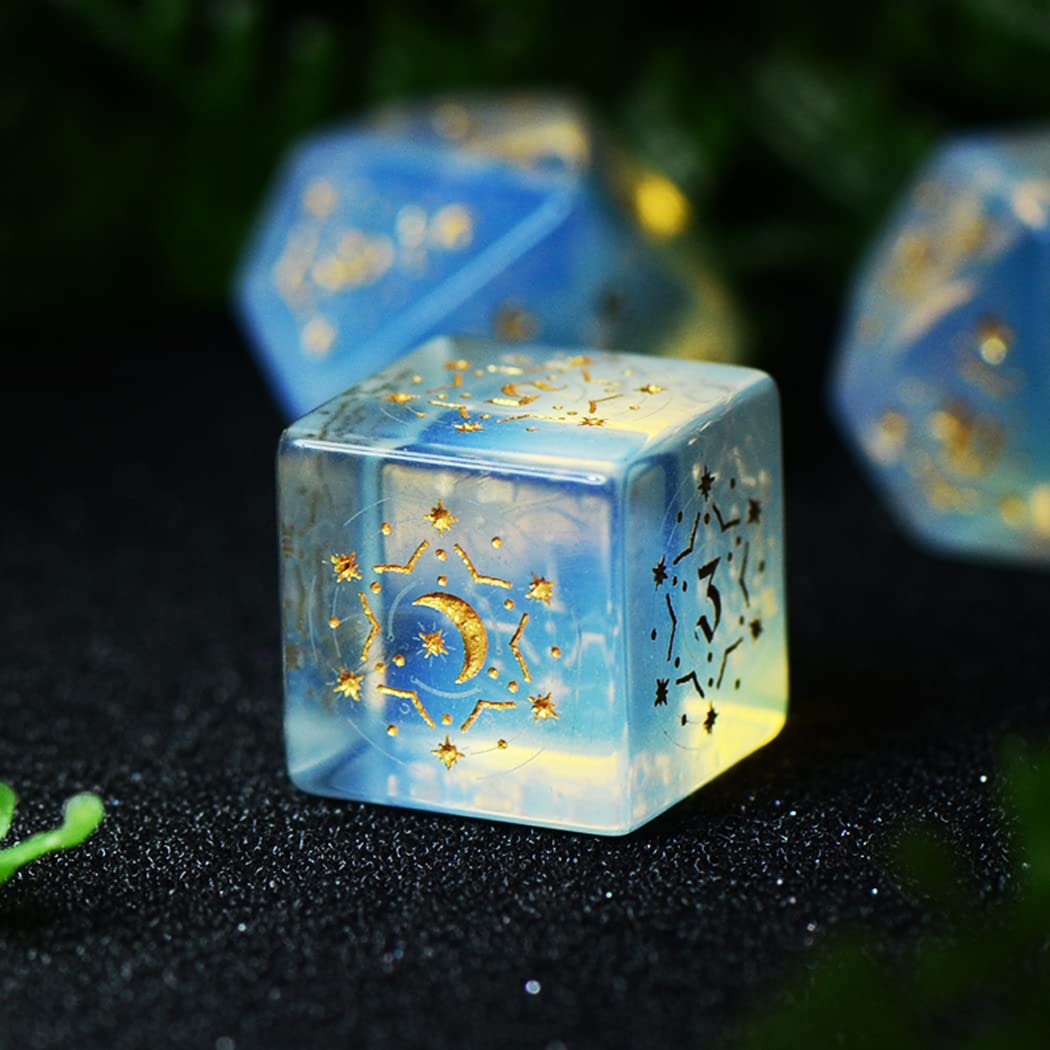 Premium D&D Dice Set - 7-Piece Polyhedral Gemstone RPG Dice with Stunning Star Design for Dungeons & Dragons, Pathfinder & Tabletop Role-Playing Games - Perfect for Adventurers, Collectors & Game Nights