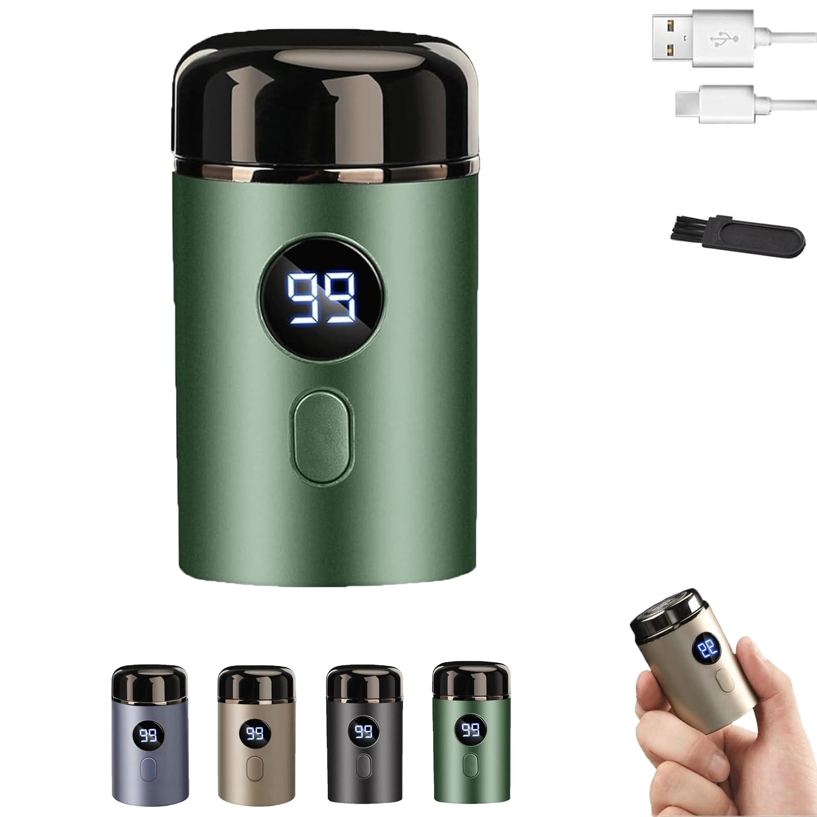 Timeatea Mini Electric Shaver - 2025 New Portable Rechargeable Waterproof Electric Razor for Men & Women - Perfect for Home, Car, Travel & Gym - Green
