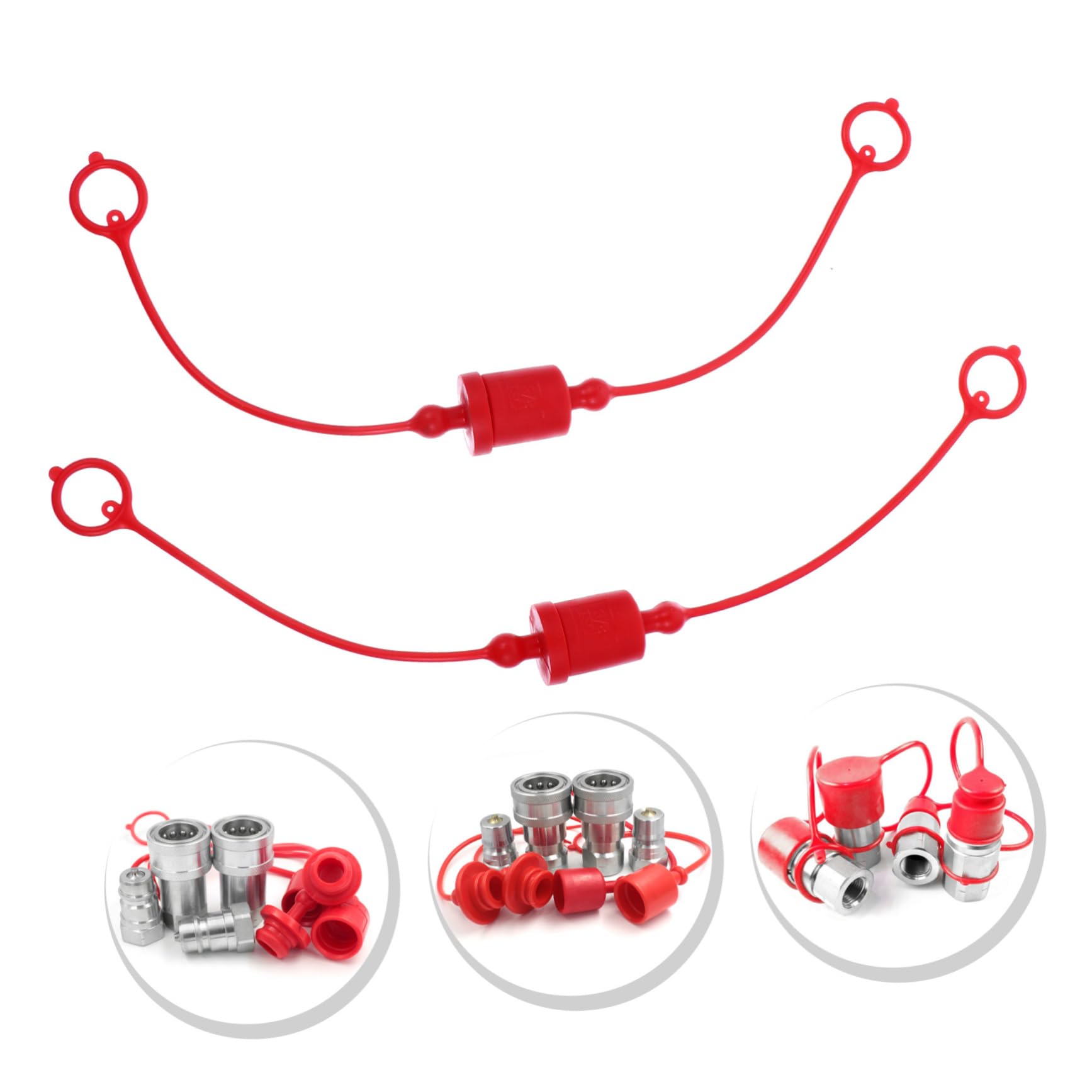 MUCKLILY 4 Sets Hydraulic Quick Connector Caps - Heavy Duty Dust Plugs for Hydraulic Fittings, Durable Material, Easy Installation - Perfect for Construction Equipment, Agricultural Machinery & Industrial Hydraulic Systems
