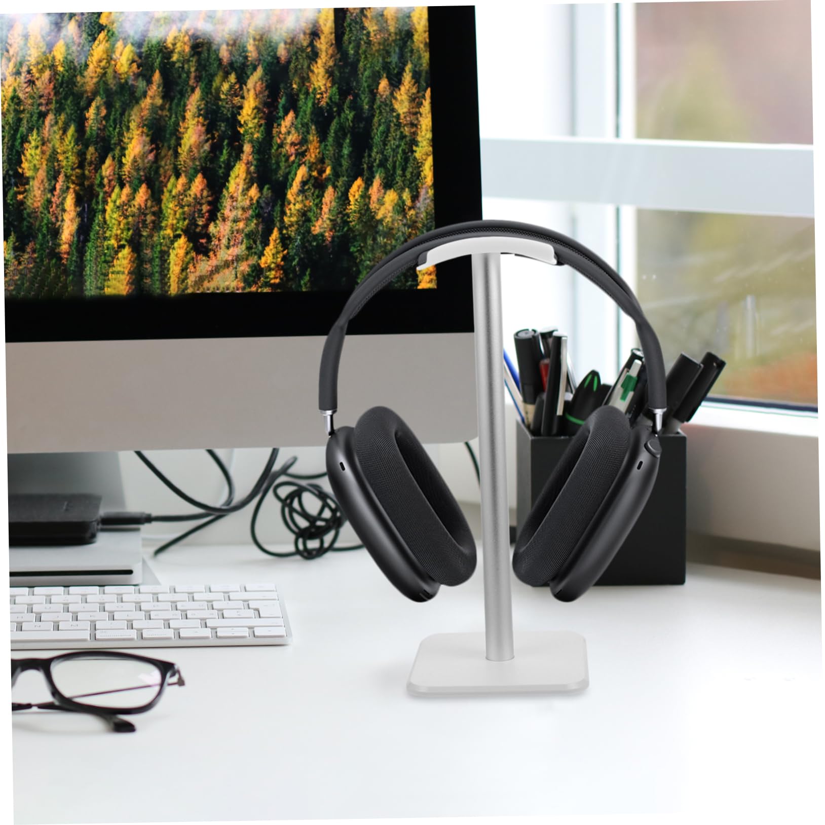 TOPPERFUN Innovative Aluminum Headphone Stand - Space Saving Desk Organizer for Gaming Headsets & Studio Headphones - Perfect for Office, Home & Gaming Setup