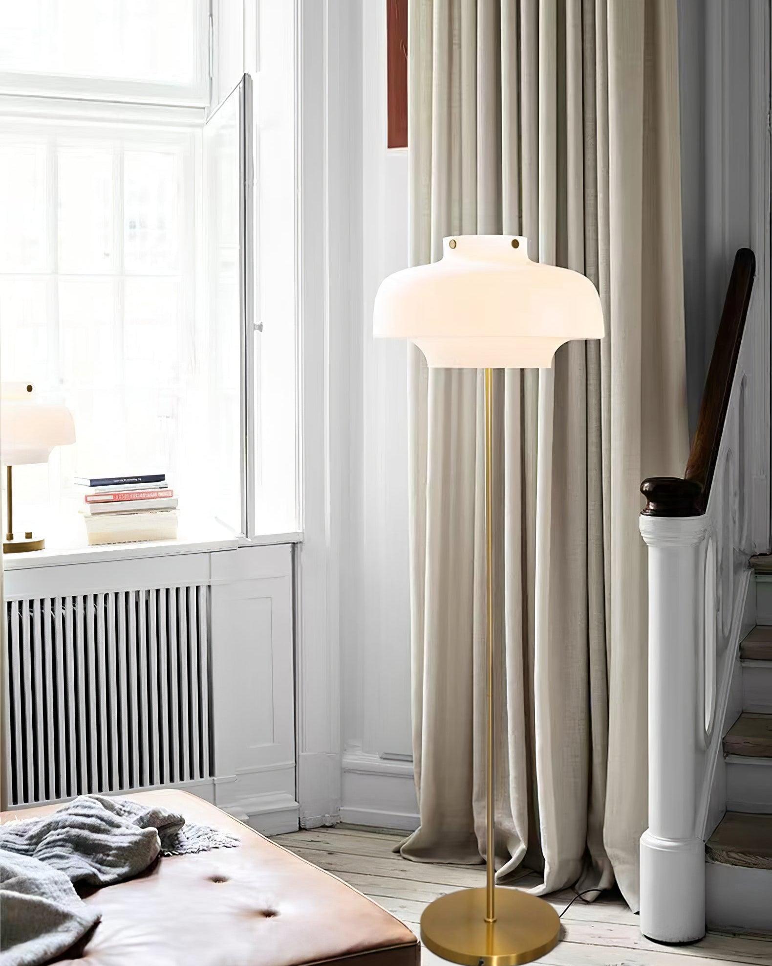 Modern Meridian Floor Lamp - Adjustable Height LED Standing Light for Living Room, Bedroom & Office - Warm White & Cool White Light Modes - Perfect for Reading, Relaxing & Home Decor