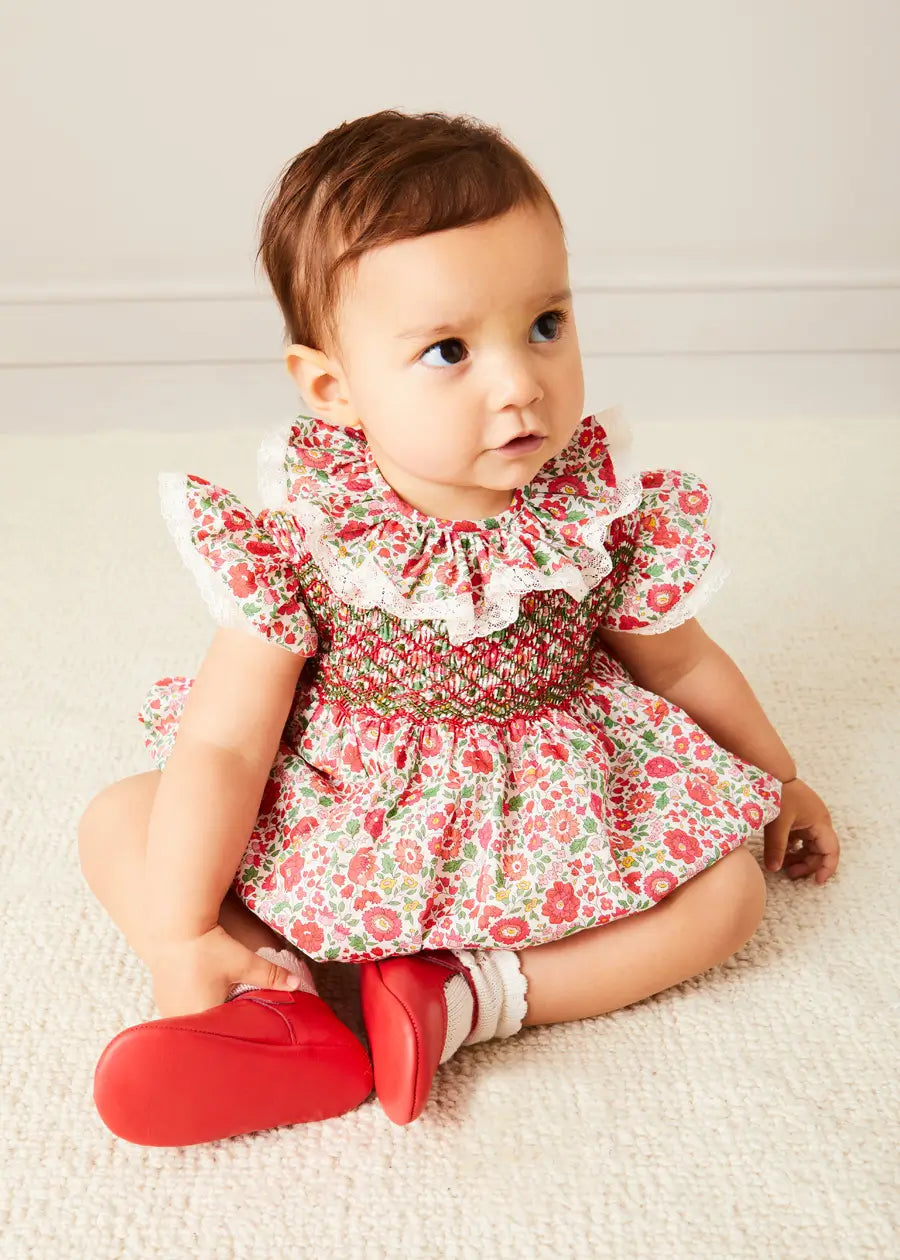 Margot Floral Romper in Red - Liberty Fabric Baby Jumpsuit (6m-2yrs) | Perfect for Spring Outfits, Photoshoots & Special Occasions