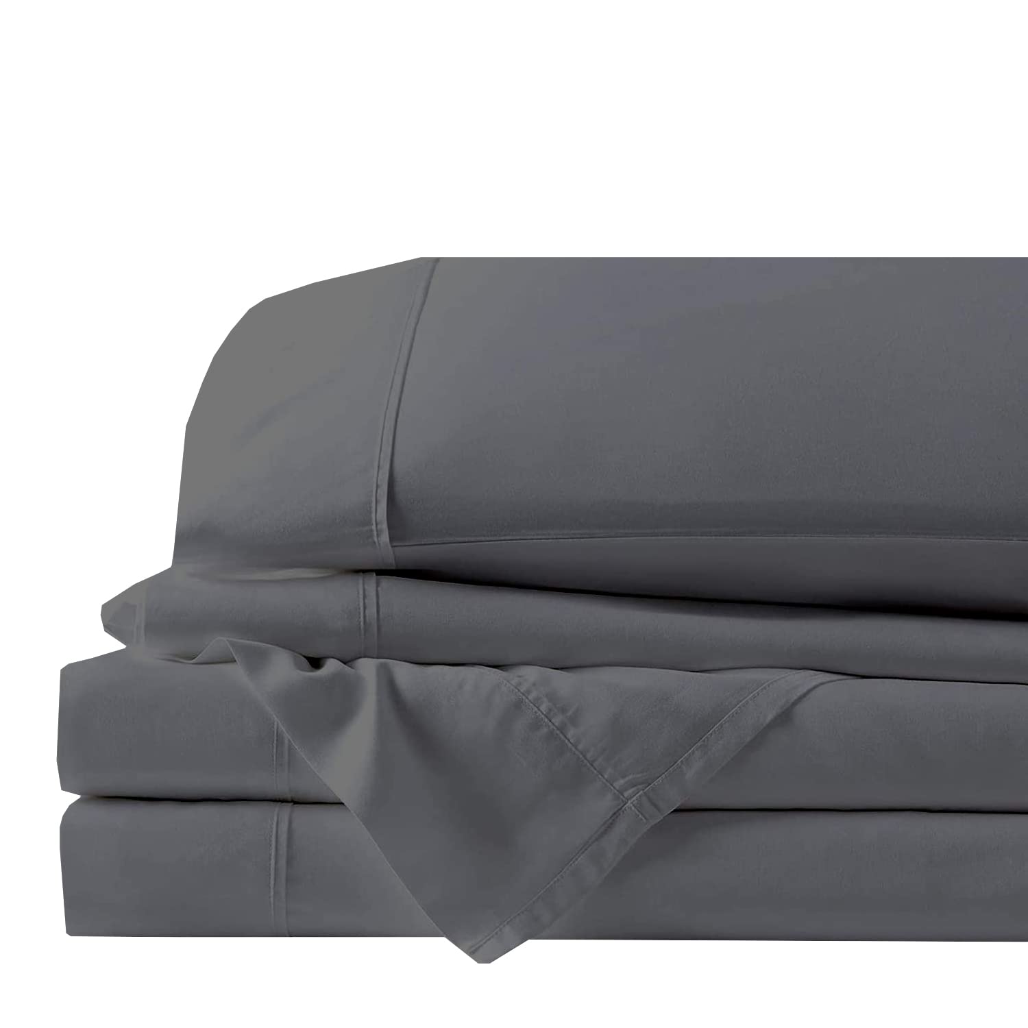 Luxury 600 Thread Count Giza Egyptian Cotton Sheets - Split King Size, Deep Pocket, Dark Grey Solid - Premium Bedding for Hotels, Master Bedrooms & Guest Rooms