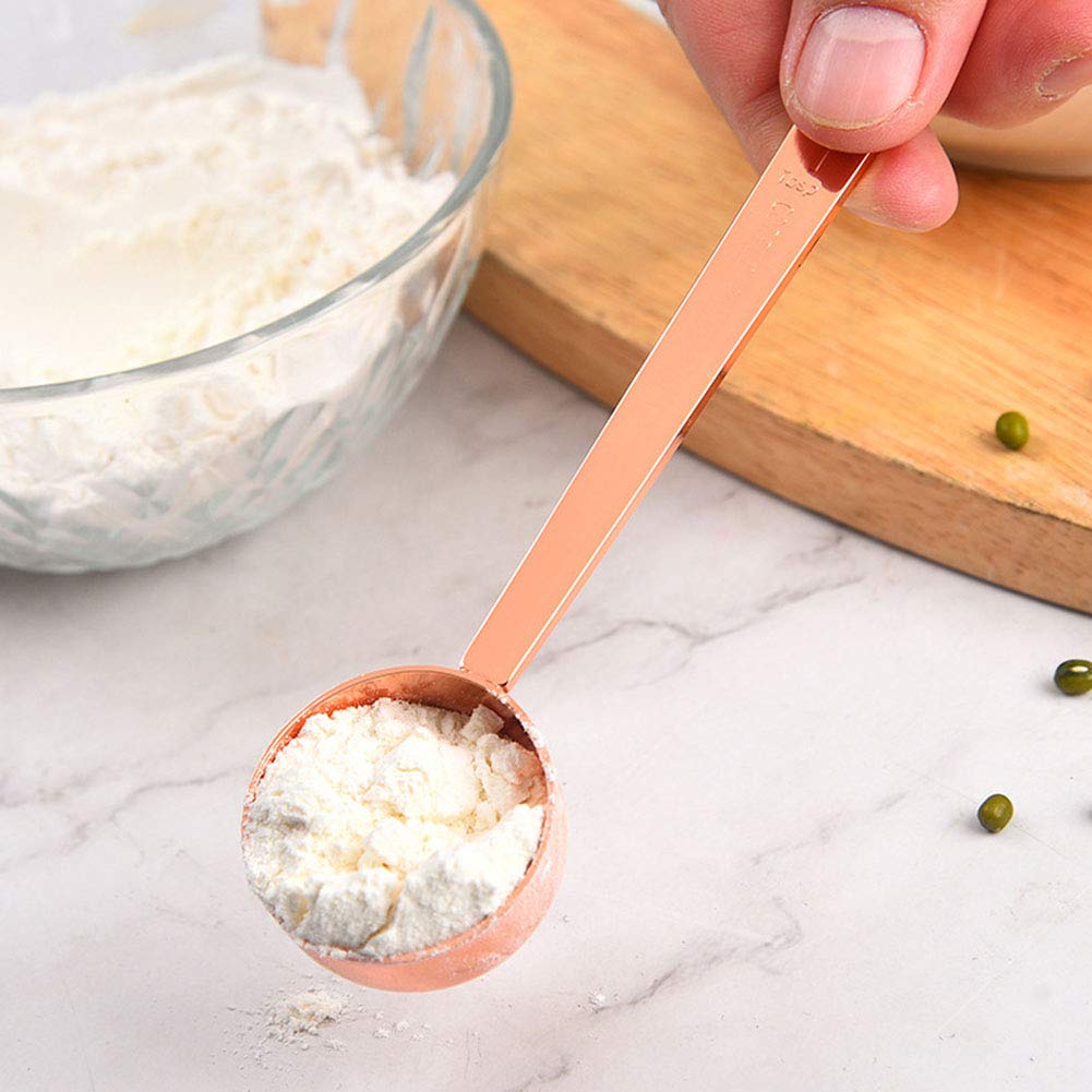 Premium 304 Stainless Steel Rose Gold Coffee Scoop - 15ml (1 Tbsp) Long Handle Measuring Spoon for Ground Coffee | Perfect for Coffee Lovers, Baristas & Home Brewing | Fits Coffee Containers & Canisters