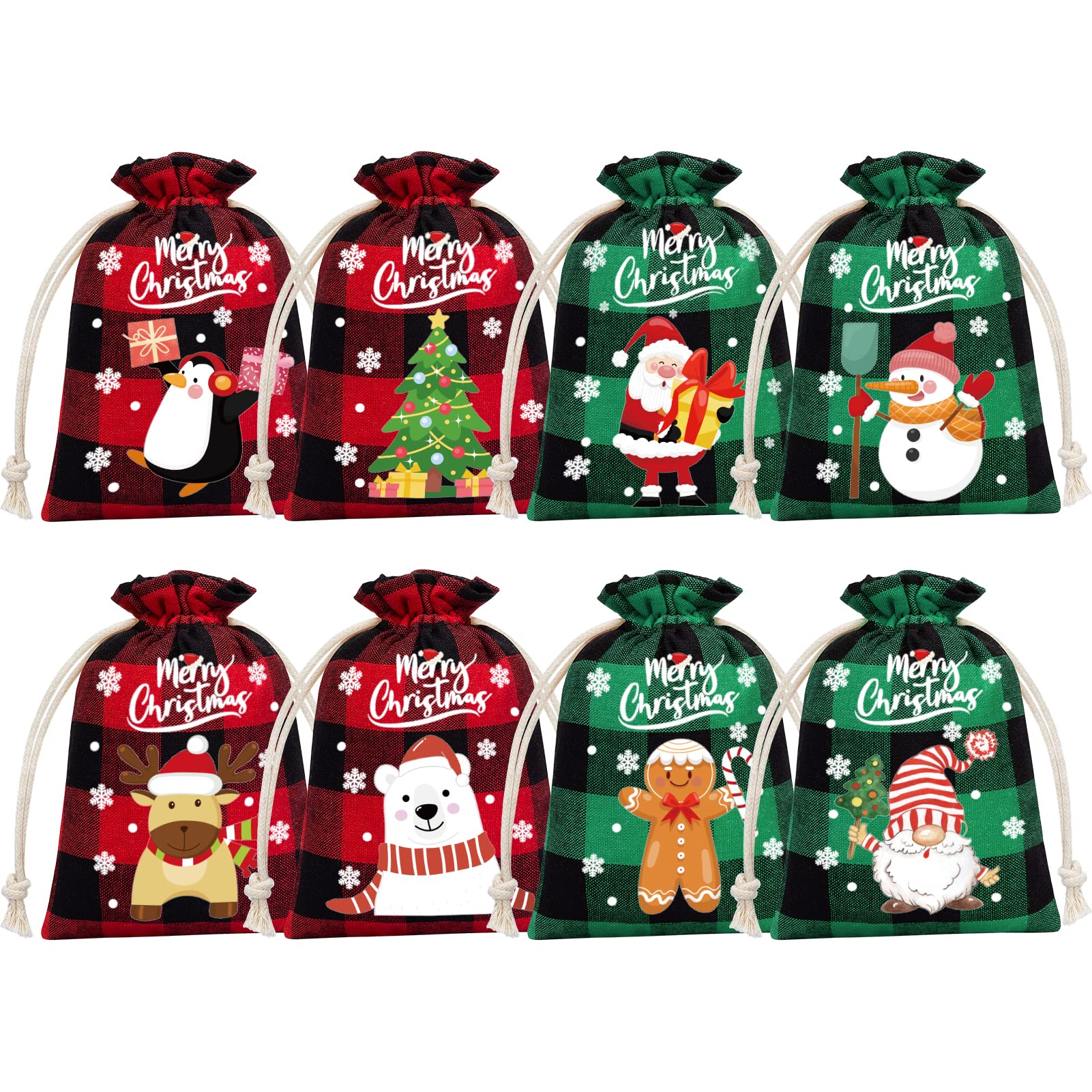36Pcs Burlap Christmas Drawstring Bags - Buffalo Plaid Holiday Gift Bags for Candy, Treats & Party Favors | Reusable Xmas Favor Sacks for Gift Wrapping, Stocking Stuffers & Holiday Decorations