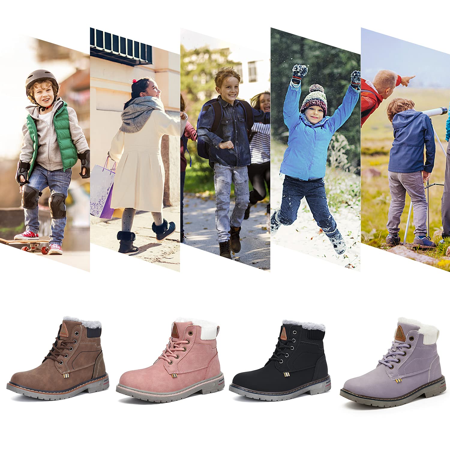 Waterproof Kids Winter Snow Boots for Boys & Girls - Warm Fur Lined Hiking Boots for Cold Weather Outdoor Activities | Perfect for Snow Play, School & Winter Adventures