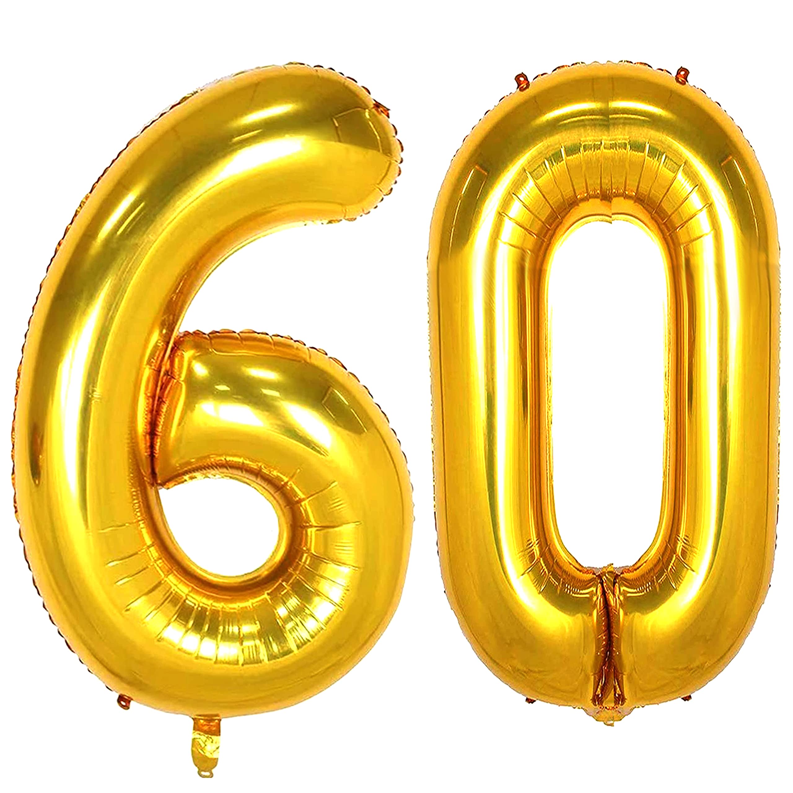 Jonhamwelbor 60 Inch Gold Foil Mylar Balloons - Giant Jumbo Number 60 Balloons for 60th Birthday Party Decorations, Anniversary Events, Women & Men Celebration Supplies - Perfect for Milestone Birthdays, Retirement Parties & Golden Anniversary Decor