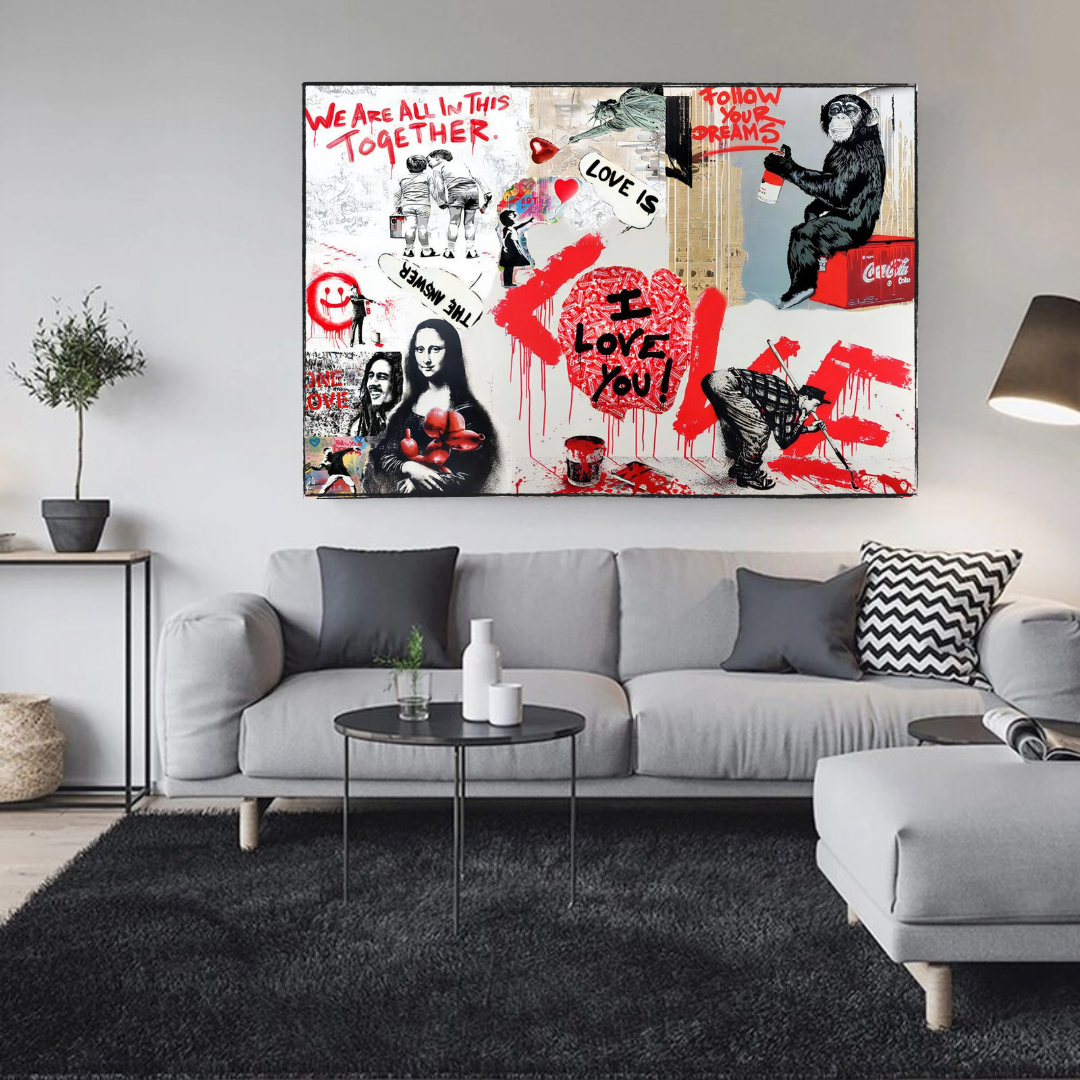 Banksy 'We Are All in This Together' Canvas Wall Art - Modern Home Decor for Living Room, Bedroom & Office