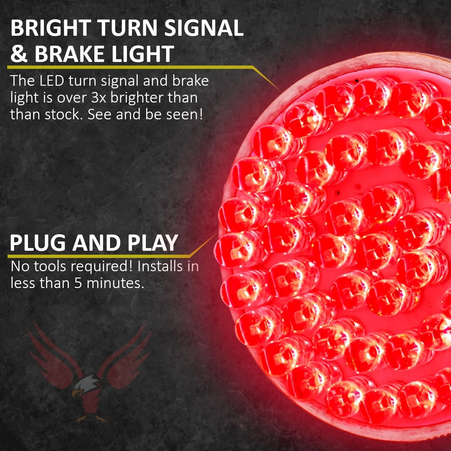 **Eagle Lights 8748RTS-C 2 Inch Rear LED Turn Signals with Halo Running & Brake Lights for Harley Davidson Motorcycles (Gen I / 1157 Base) - Red/Clear Lenses - Enhanced Visibility & Safety for Night Riding**