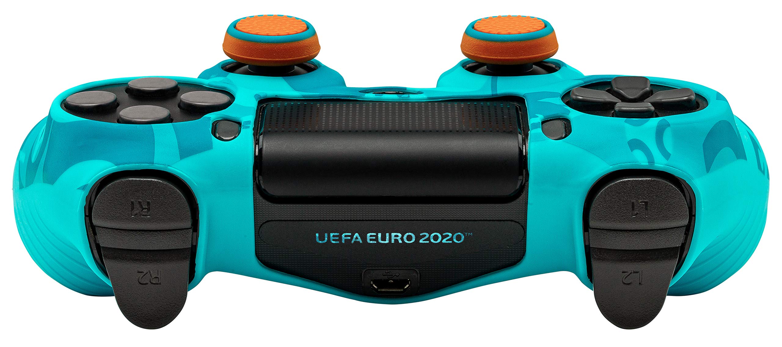 Qubick PS4 UEFA Euro 2020 Controller Skin - Blue Silicone Cover with Non-Slip Grip & Protective Function | Perfect for Gaming Tournaments & Long Play Sessions
