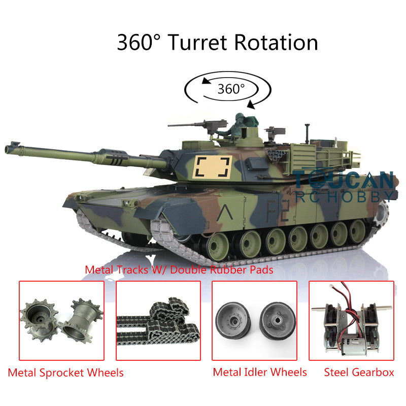 1/16 Scale 7.0 Henglong Upgraded Abrams M1A2 RC Tank - Ready-to-Run (RTR) 3918 Model with 360° Rotating Turret, Metal Tracks & Rubber Pads | Remote Control Battle Tank for Adults & Kids | Perfect for Military Enthusiasts, Collectors & Outdoor Play