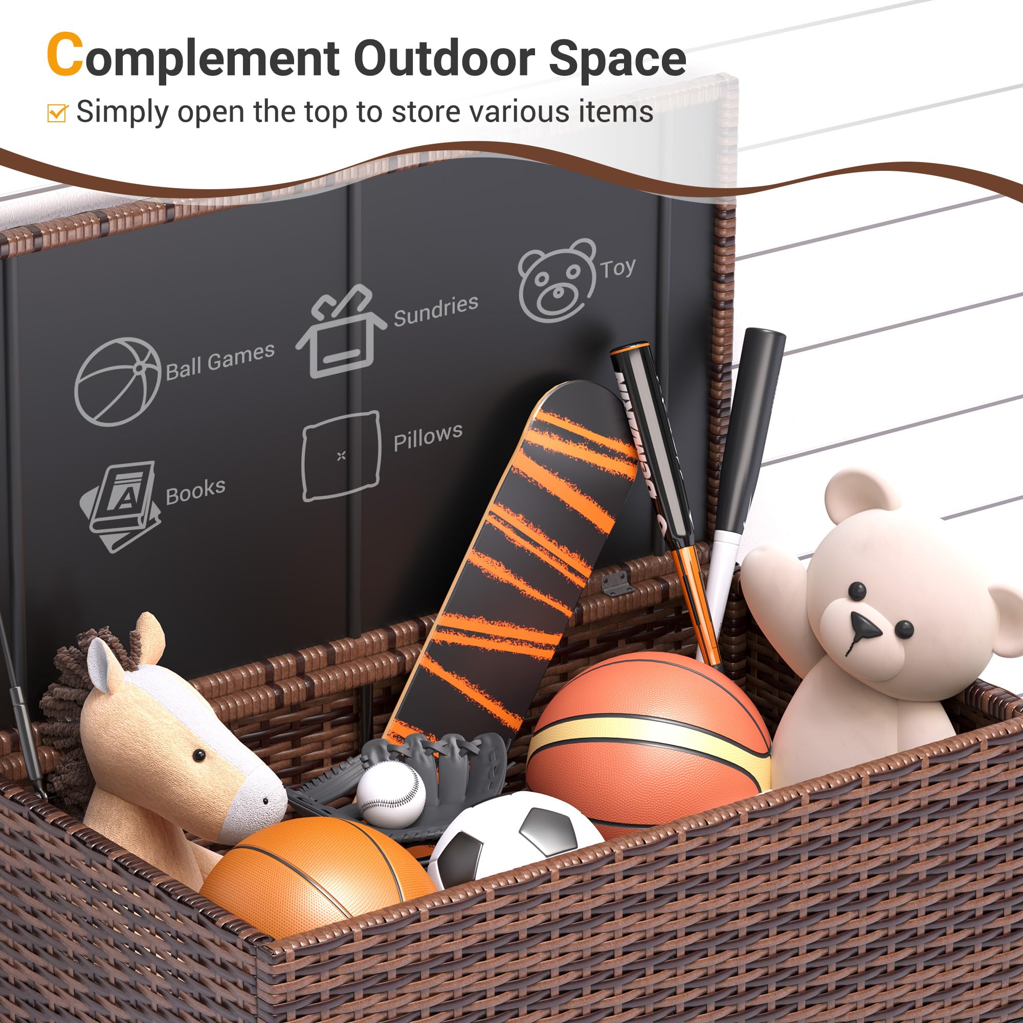**All-Weather Outdoor Storage Coffee Table - Waterproof Wicker Patio Side Table with Cover for Garden, Toys & Accessories | Perfect for Poolside, Deck & Backyard Relaxation**
