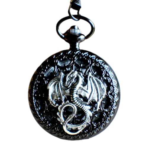 Silver Dragon Pocket Watch - Antique Mechanical Timepiece for Men, Collectors & Steampunk Enthusiasts