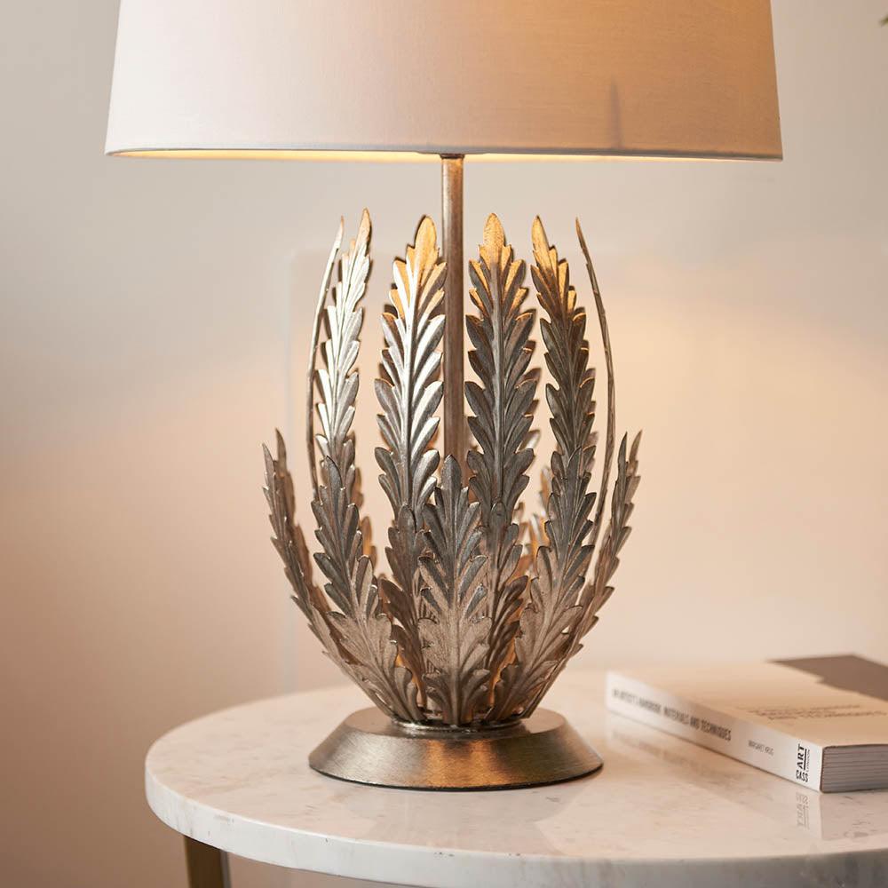 Endon Delphine 1 Light Silver Leaf Table Lamp - Modern Home Decor for Living Room, Bedroom & Office - Elegant Lighting Solution