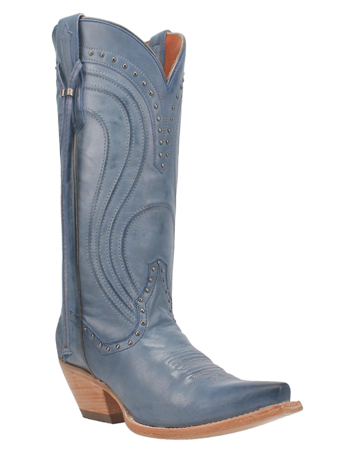 Dan Post DP4277 Women's Donnah Leather Boots in Blue - Stylish & Comfortable Cowboy Boots for Western Fashion, Riding & Outdoor Activities