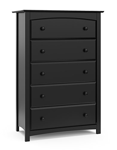 Storkcraft Kenton 5-Drawer Dresser in Black - Kids Bedroom Dresser, Nursery Storage Organizer, Universal Children's Chest of Drawers for Clothes & Toys - Perfect for Toddler Rooms, Daycare Centers & Guest Bedrooms