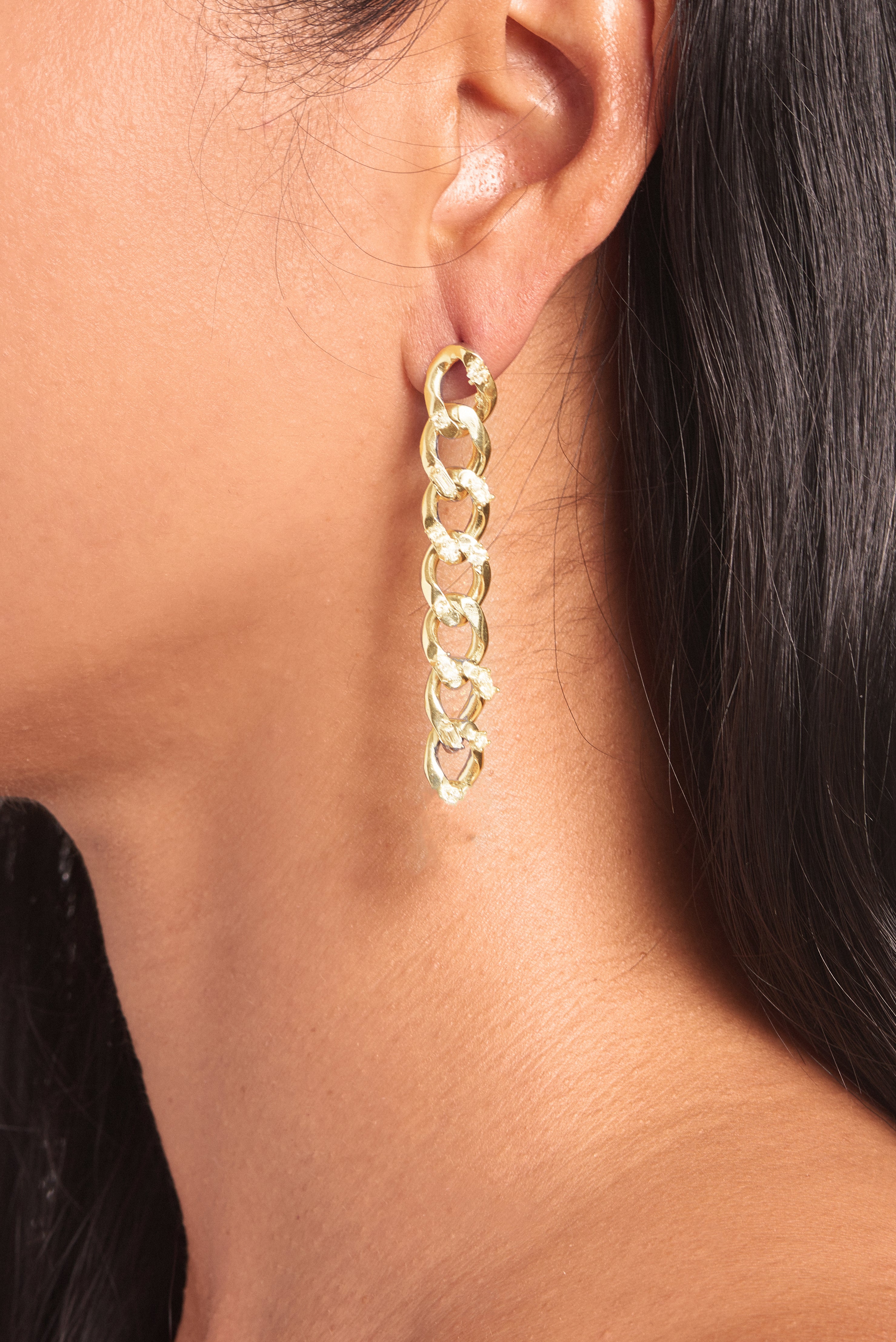 Bianchi Chain Earrings for Women - Trendy Gold Plated Dainty Link Jewelry - Perfect for Everyday Wear, Parties & Gifts