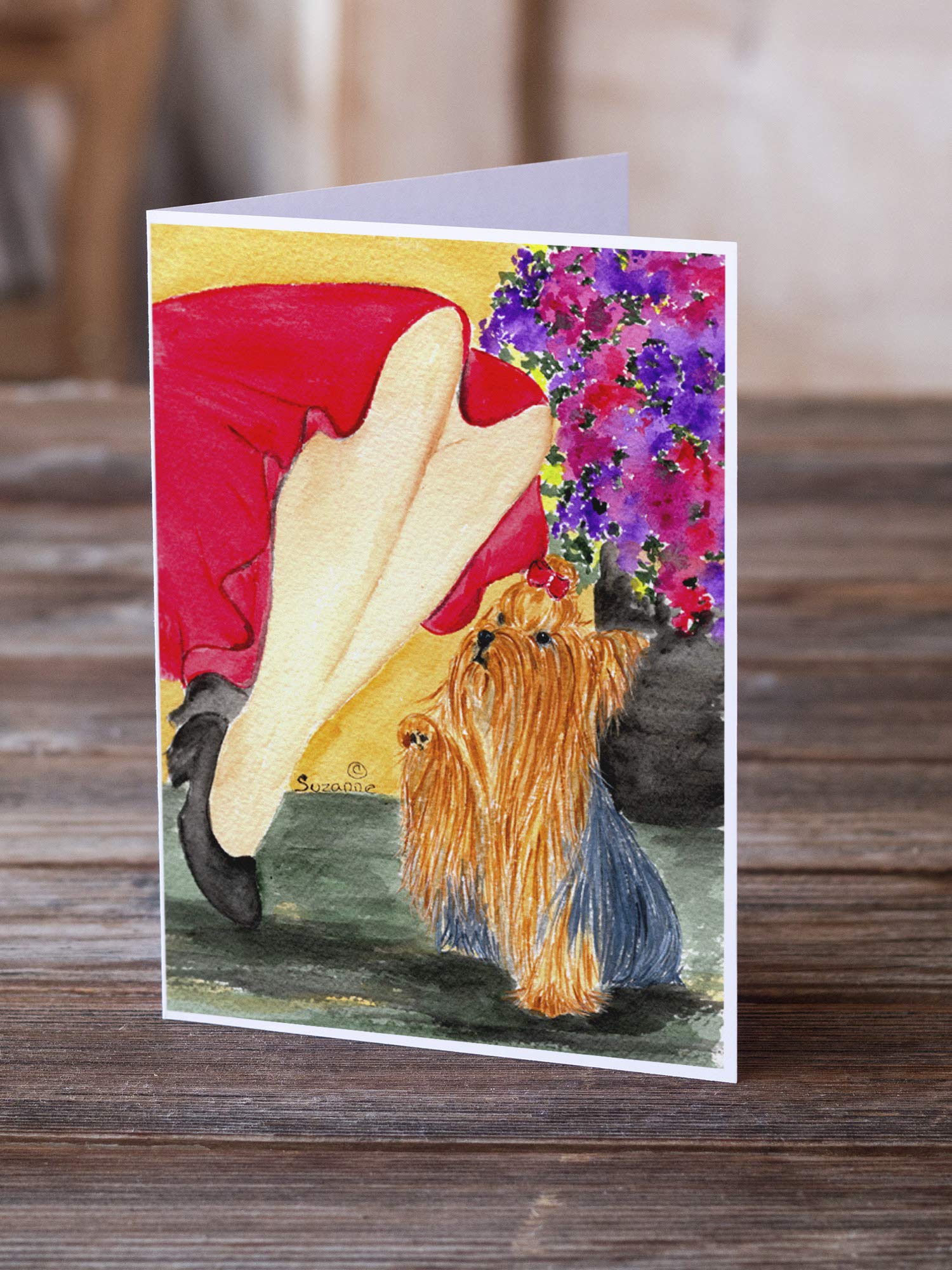 Lady with Her Yorkie Greeting Cards - Pack of 8 Blank A7 Note Cards (5x7) with Envelopes | Whimsical Dog Lover Stationery for Birthdays, Thank You Notes & Special Occasions