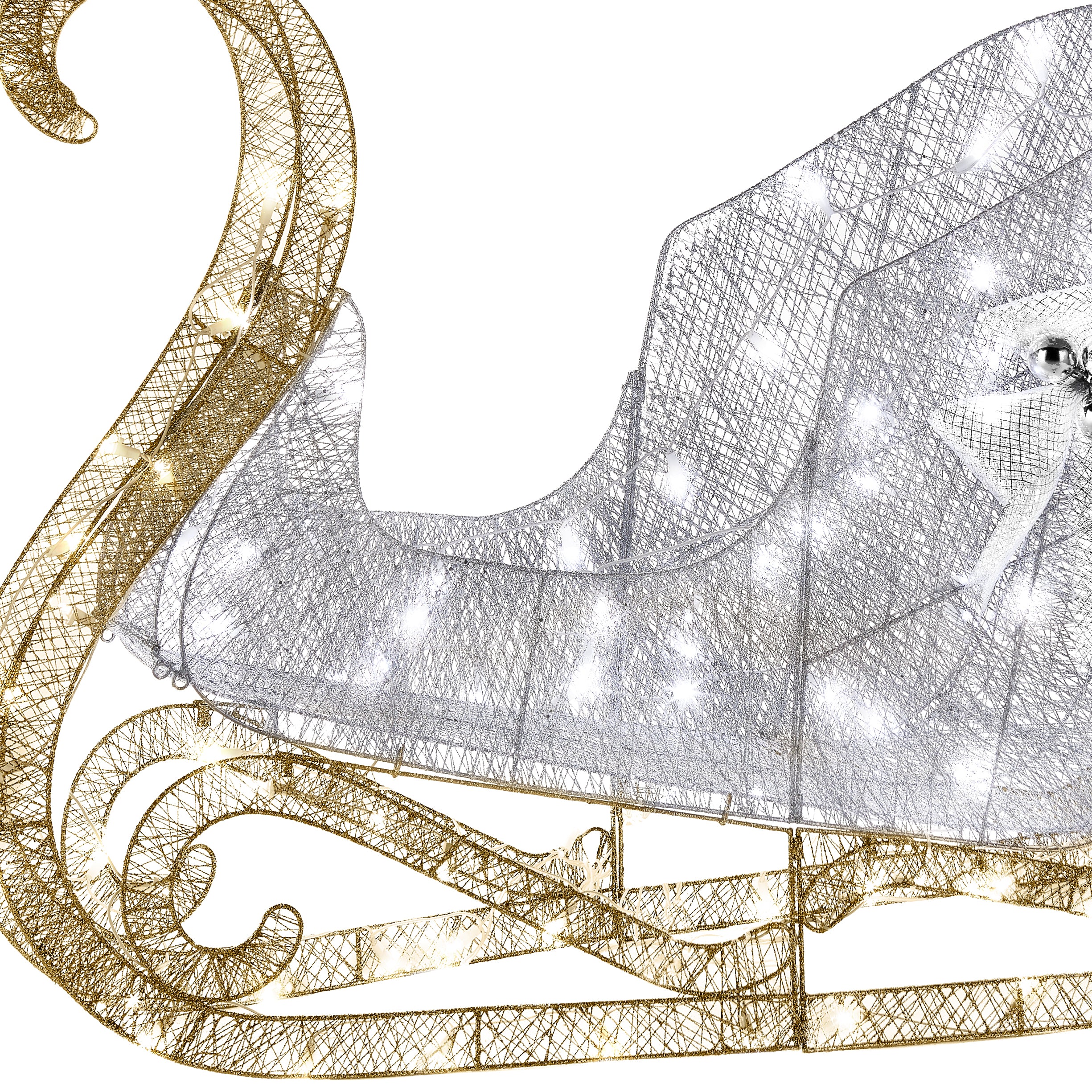 48-Inch Santa's Sleigh with Cool White LED Lights - Outdoor Christmas Decoration for Yard, Porch, and Holiday Display