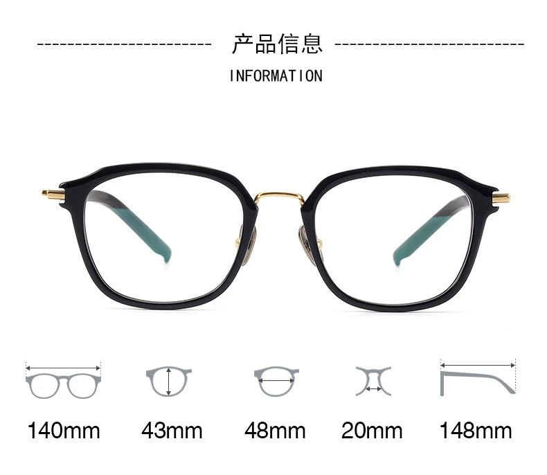 Stylish Black Acetate & Titanium Square Eyeglasses for Women - Full Rim Frame M110 | Perfect for Office, Reading & Everyday Fashion