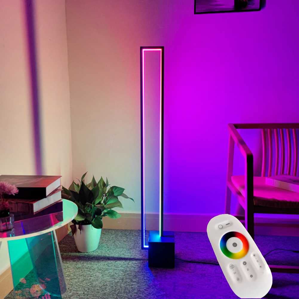 OYJFAX RGB Corner Floor Lamp - 45.8 Inch Modern Nordic Color Changing LED Light with Remote Control for Living Room, Bedroom, Gaming Room | Ambient Lighting & Home Decor