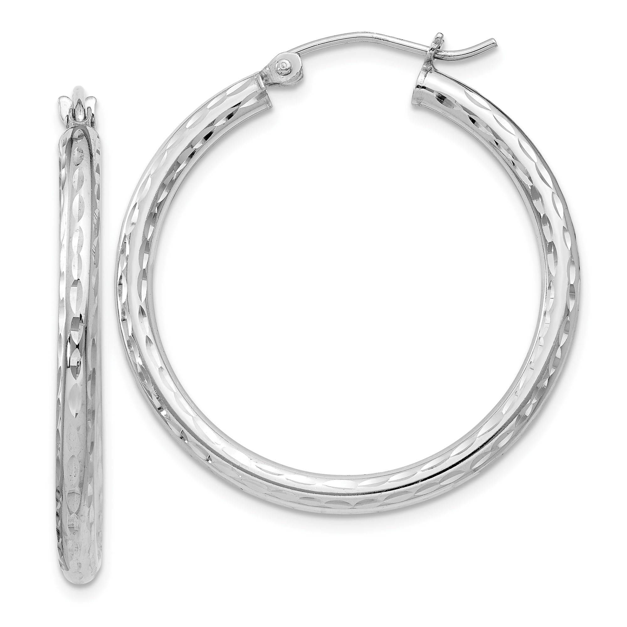 925 Sterling Silver 2.5mm Round Medium Hoop Earrings for Women - Hypoallergenic Dainty Everyday Jewelry - Perfect for Work, Date Night & Gifts