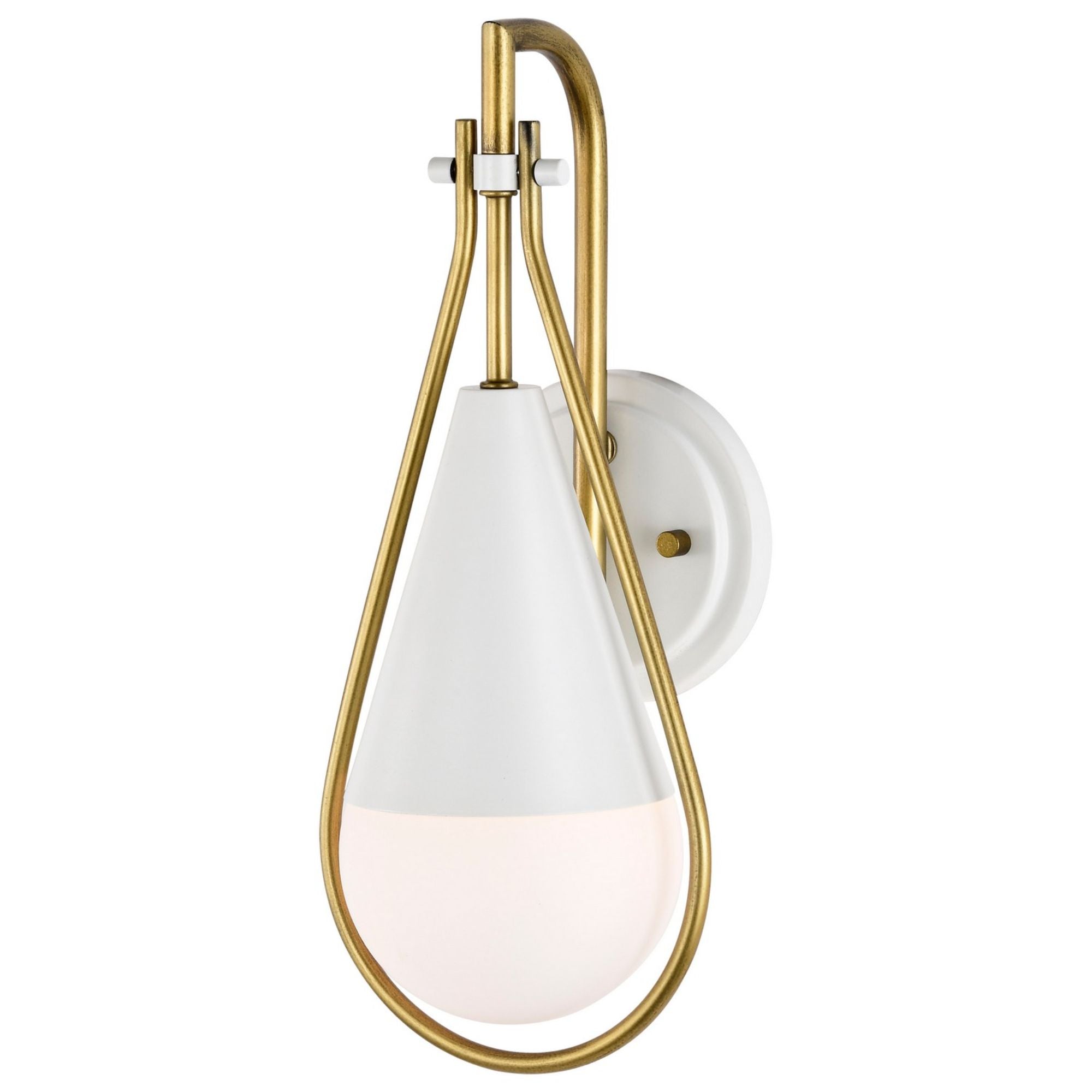 Admiral 15-Inch Modern Wall Sconce Light Fixture - Matte White & Natural Brass Finish - Perfect for Bedroom, Living Room, and Hallway Lighting