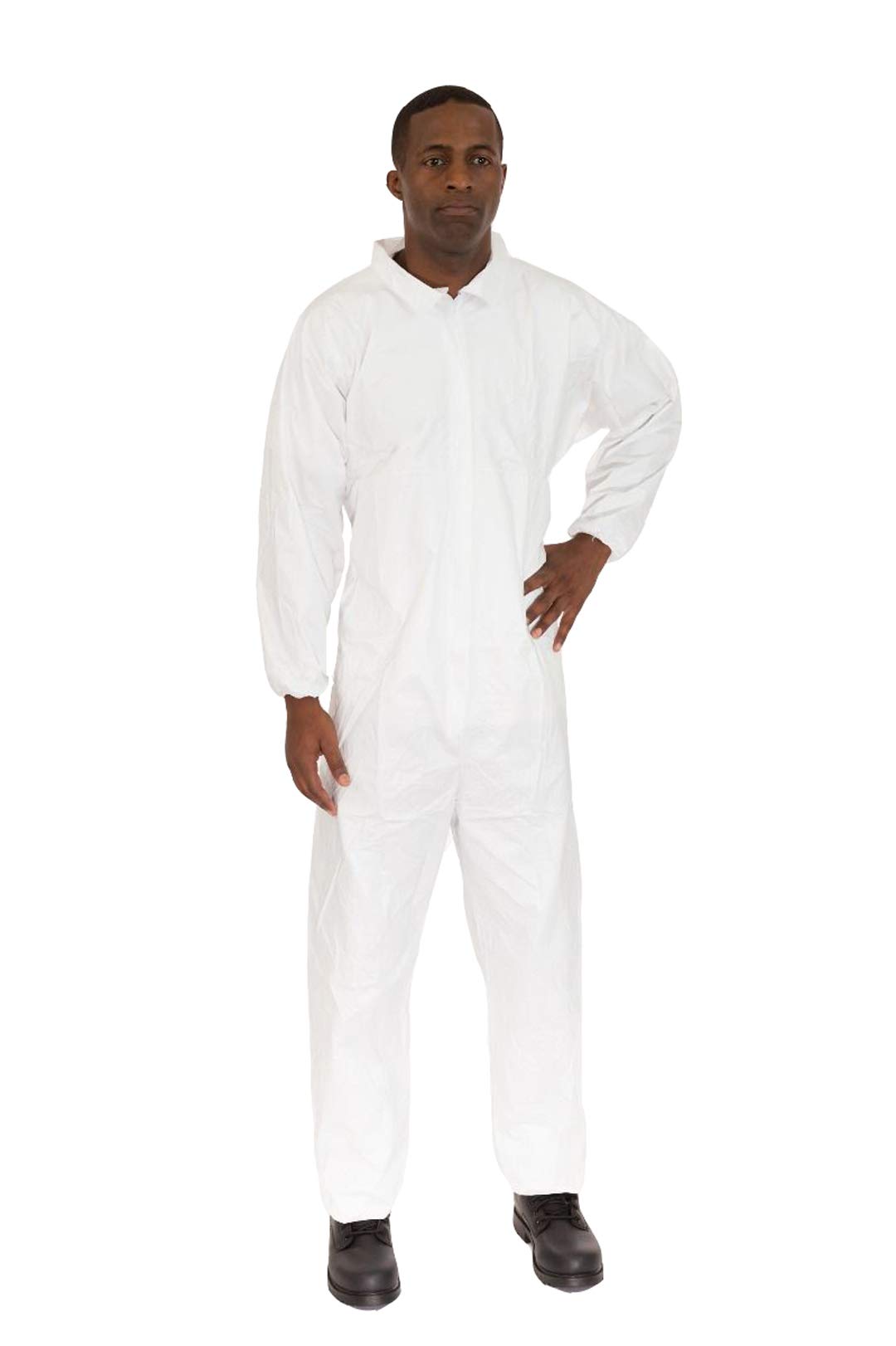 Disposable White Hazmat Suit XL - Individually Packaged, Clean Processed with Elastic Wrist & Ankle Cuffs & Tunnelized Sleeves (Case of 25) | Ideal for Medical, Laboratory & Industrial Safety Protection