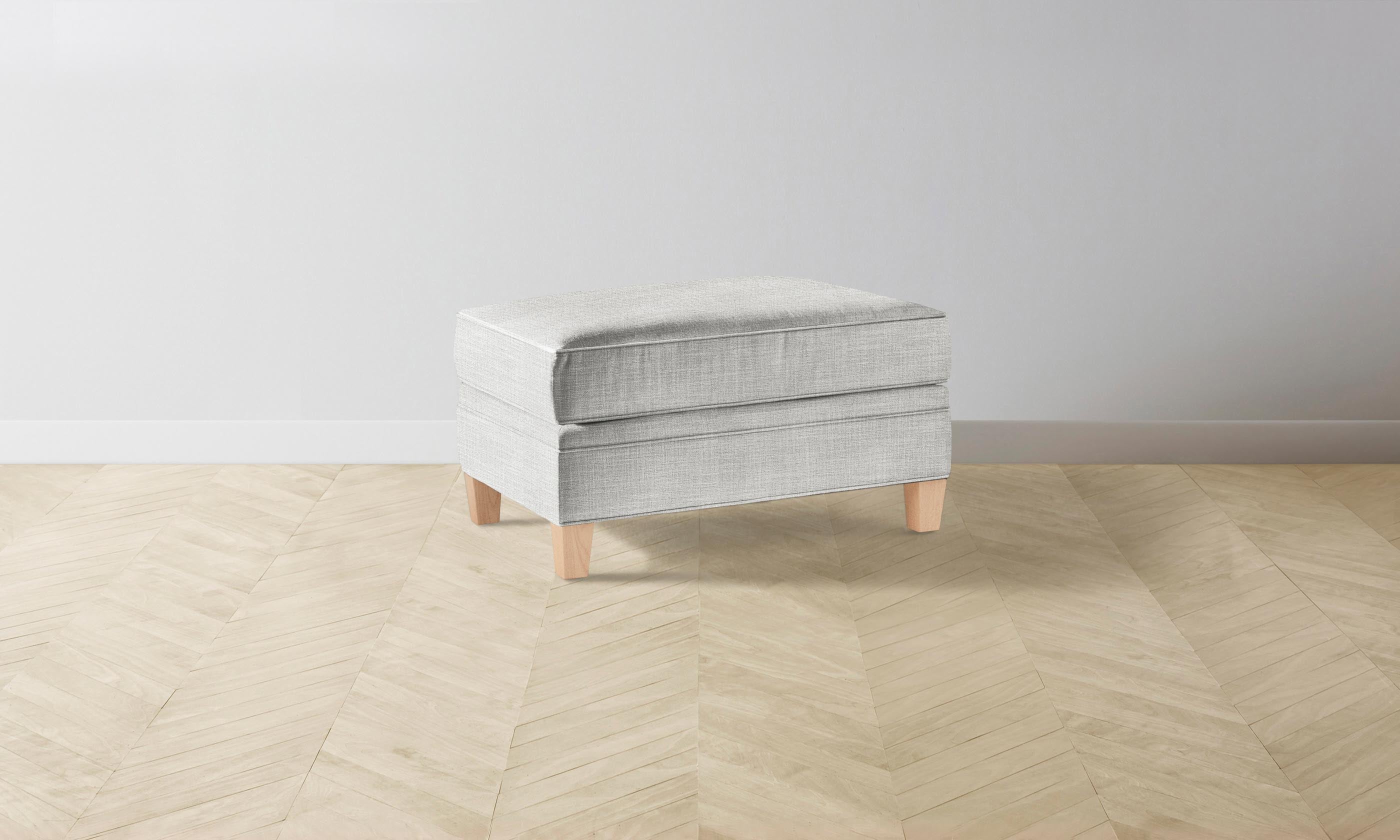 Carmine Ottoman with Performance Textured Tweed Upholstery in Dove Gray - Perfect for Living Room, Bedroom or Office Footrest and Extra Seating