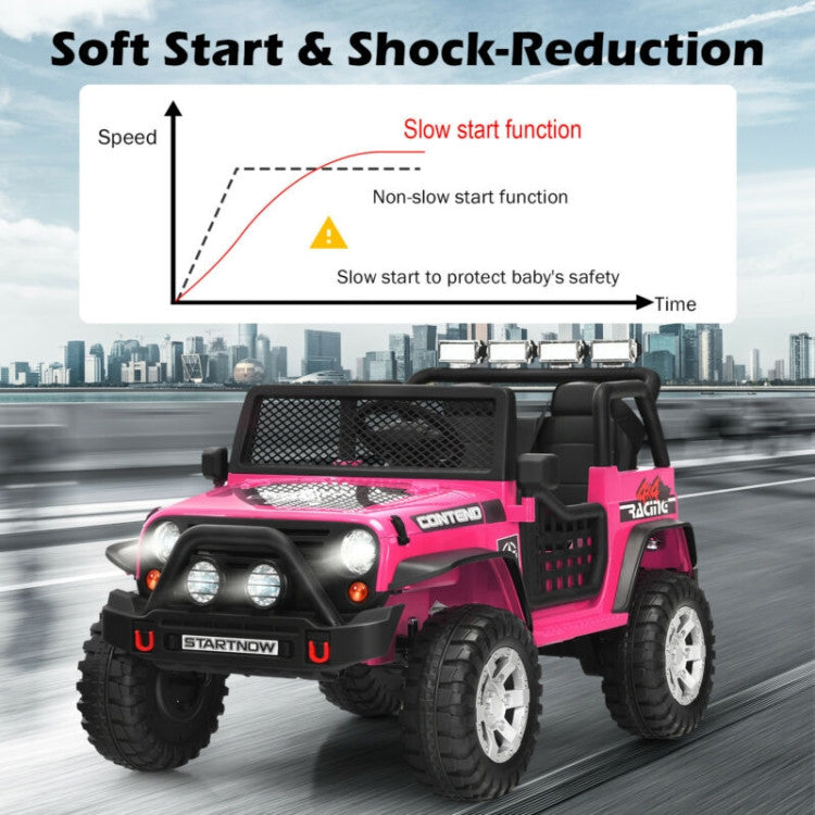 Costway 12V Kids Electric Ride On Truck with Remote Control, LED Lights & Music - Battery Powered Toy Car for Boys & Girls Ages 3-8 Years - Perfect for Outdoor Play, Backyard Fun & Birthday Gifts