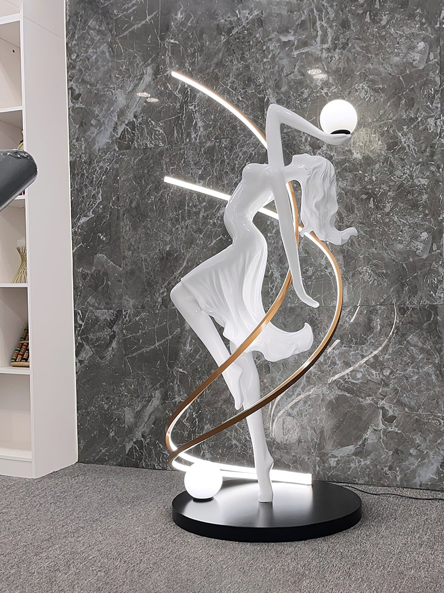 Elegant Misha Goddess Statue Floor Lamp - Modern Home Decor Lighting for Living Room, Bedroom & Office - Perfect for Meditation Spaces & Yoga Studios