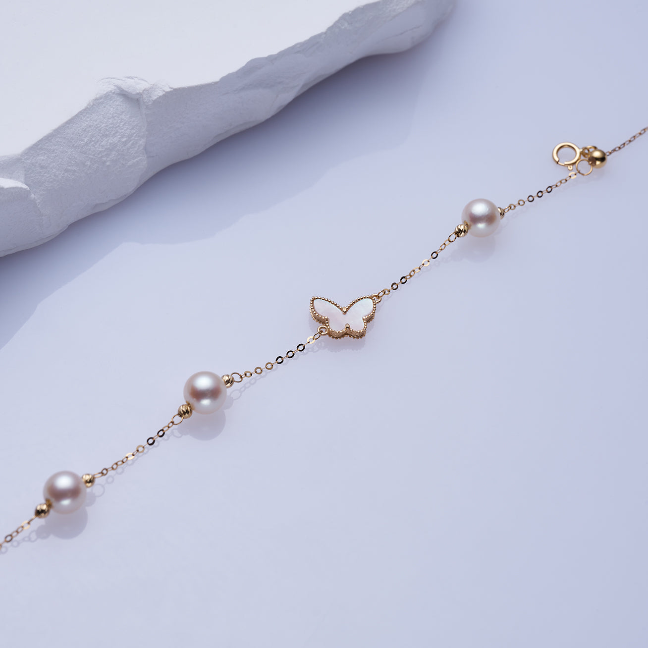 18K Solid Gold Akoya Pearl Bracelet for Women - Elegant Pearl Jewelry Gift for Anniversary, Birthday & Special Occasions - KB00038