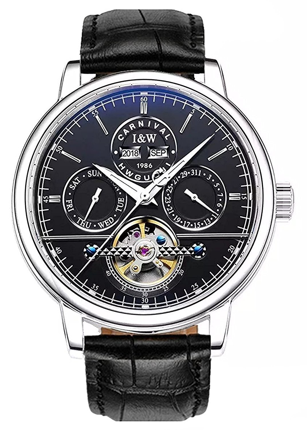 Carlien Men's Automatic Tourbillon Watch - Luminous Stainless Steel Mechanical Timepiece with Waterproof & Multifunction Features - Perfect for Business, Formal Events & Outdoor Adventures