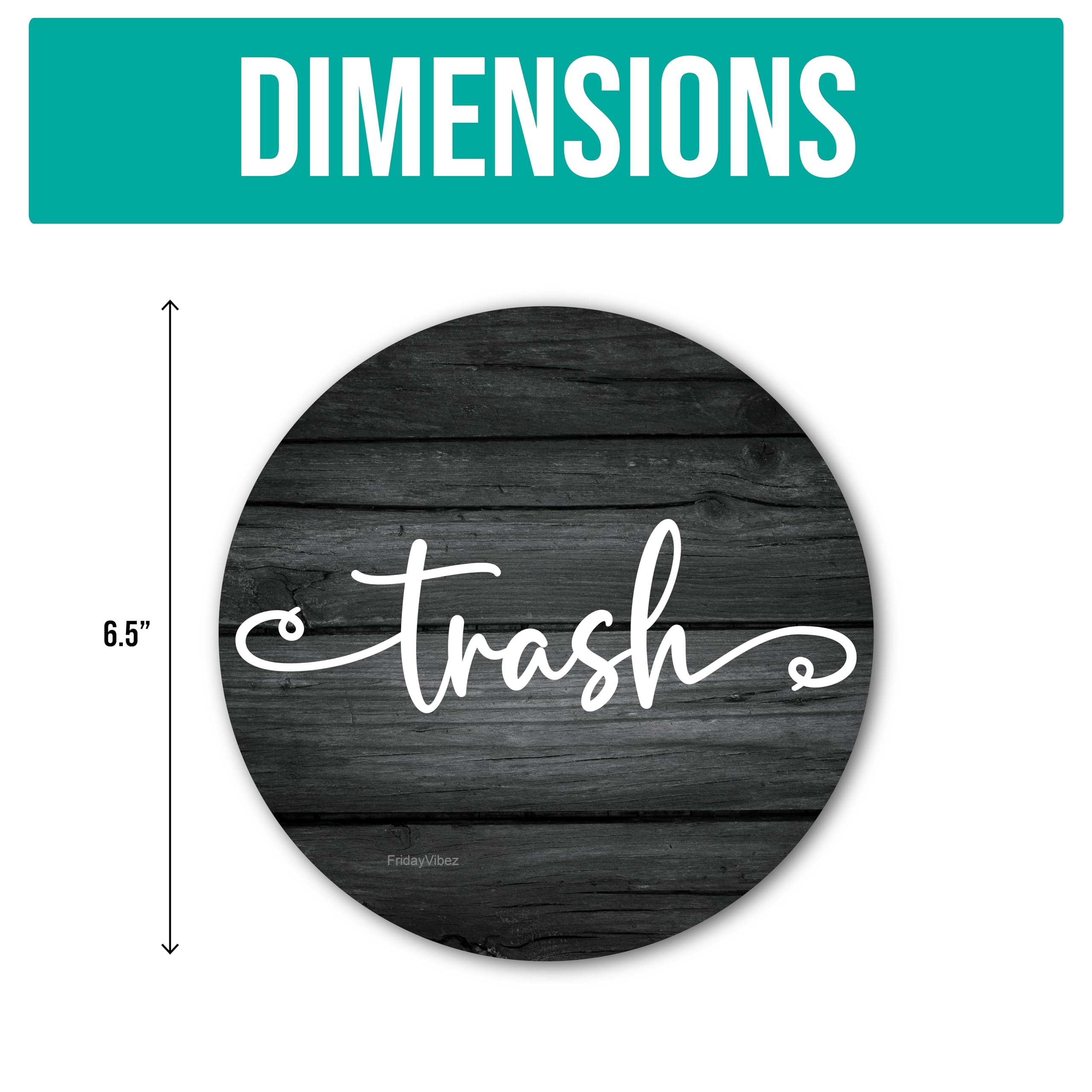 Recycling & Trash Bin Stickers - 6.5 Inch Round Adhesive Decals for Kitchen, Indoor & Outdoor Garbage Cans - Eco-Friendly Waste Sorting Labels for Home, Office & Public Spaces - Perfect for Recycling Bins, Trash Cans & Compost Containers